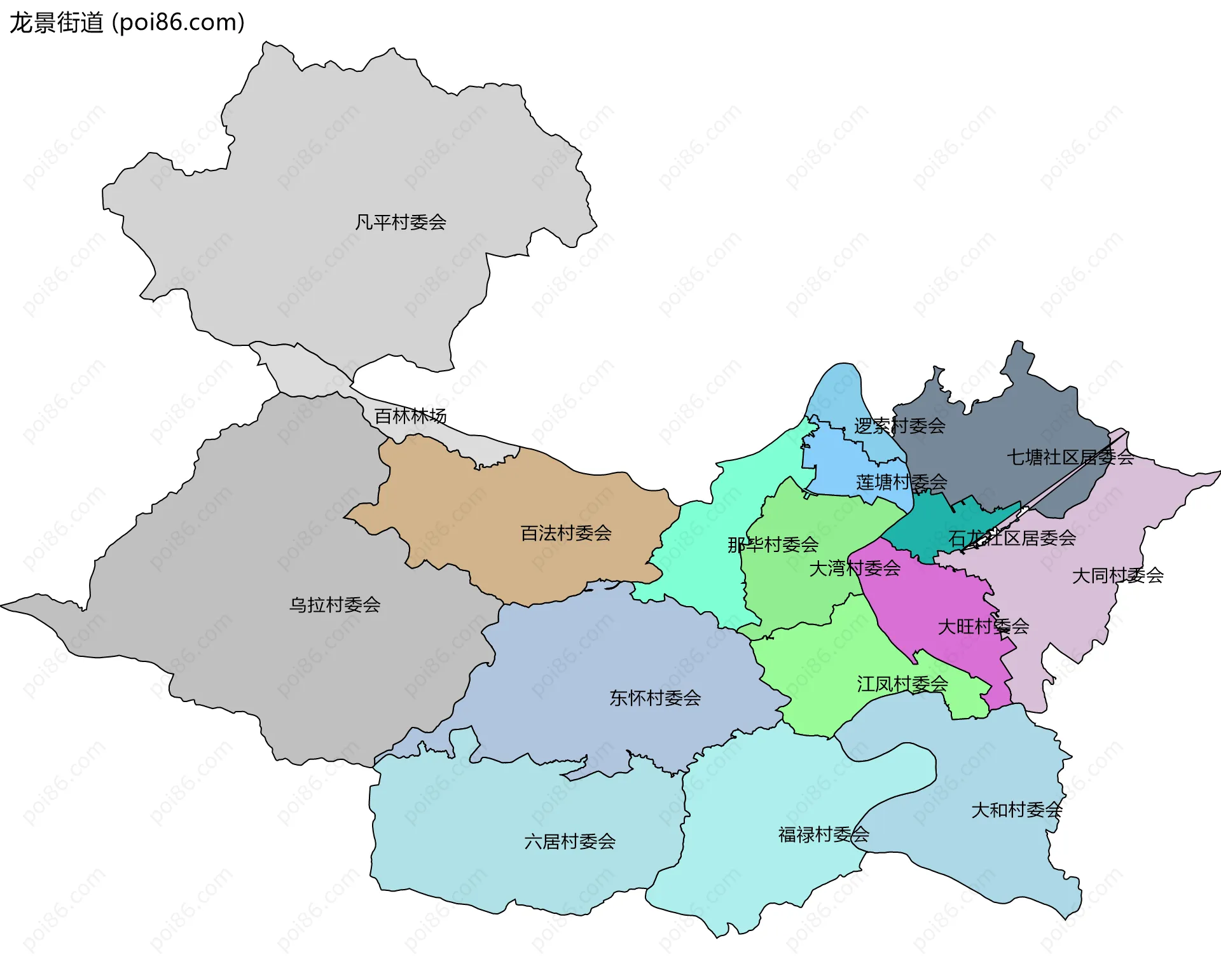 龙景街道边界地图(五级行政区划)