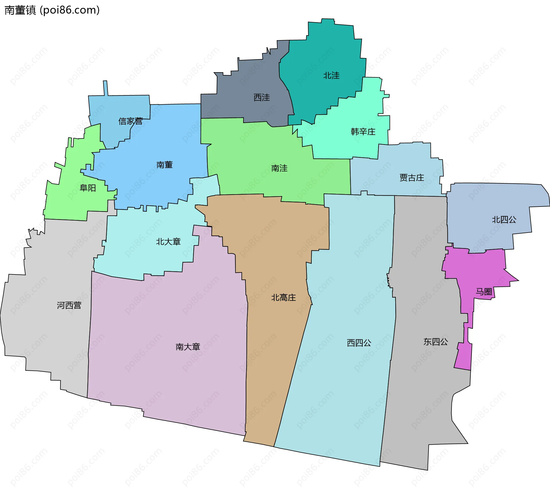 南董镇边界地图(五级行政区划)