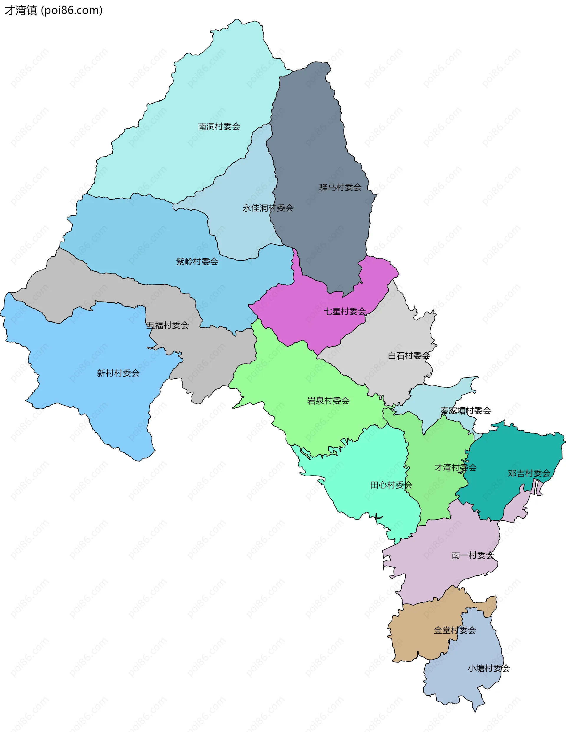 才湾镇边界地图(五级行政区划)