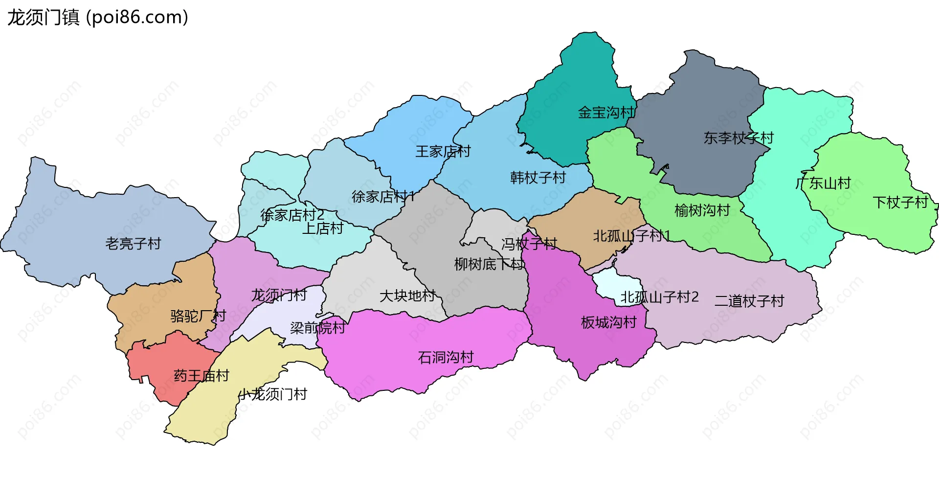龙须门镇边界地图(五级行政区划)
