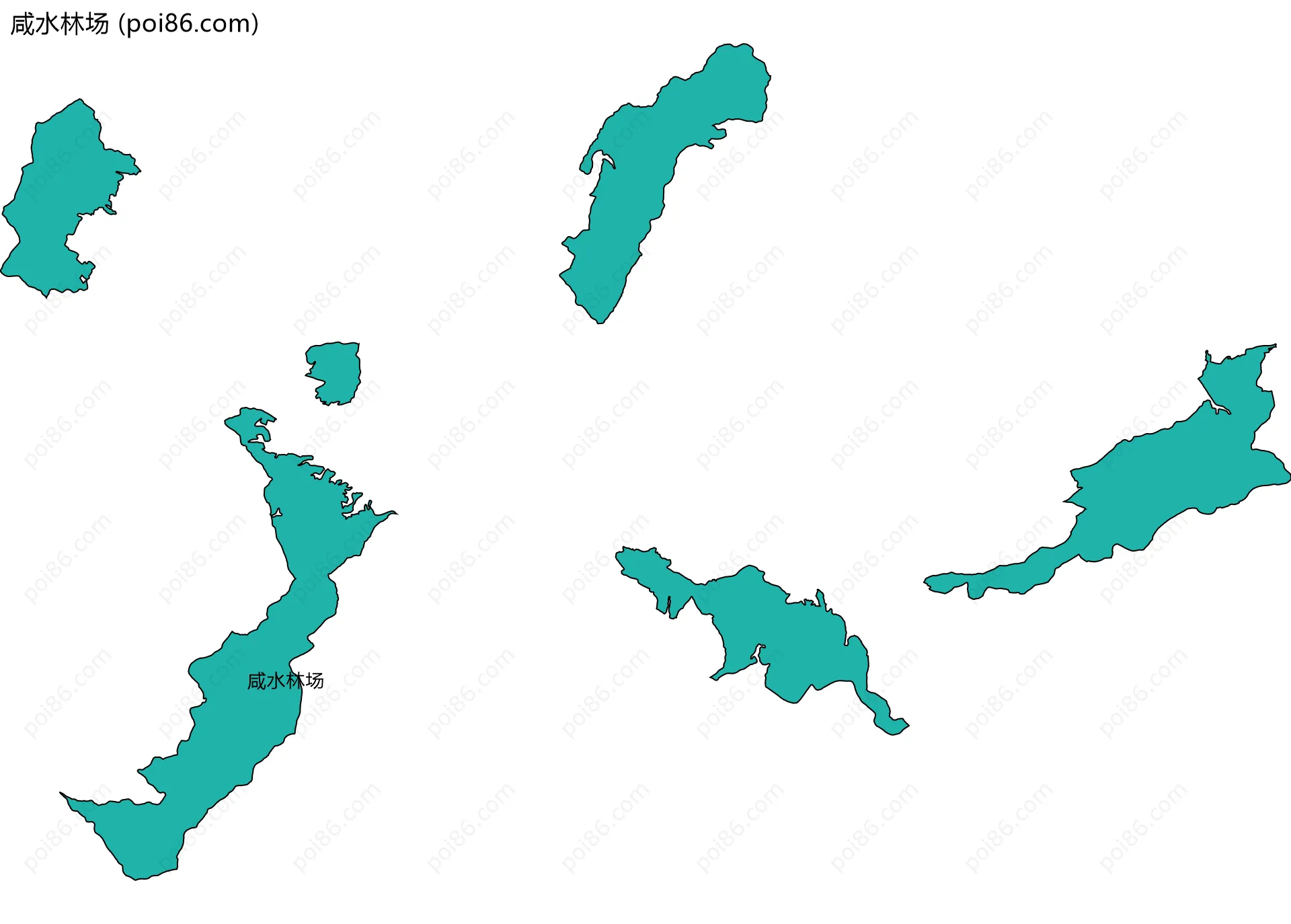 咸水林场边界地图(五级行政区划)