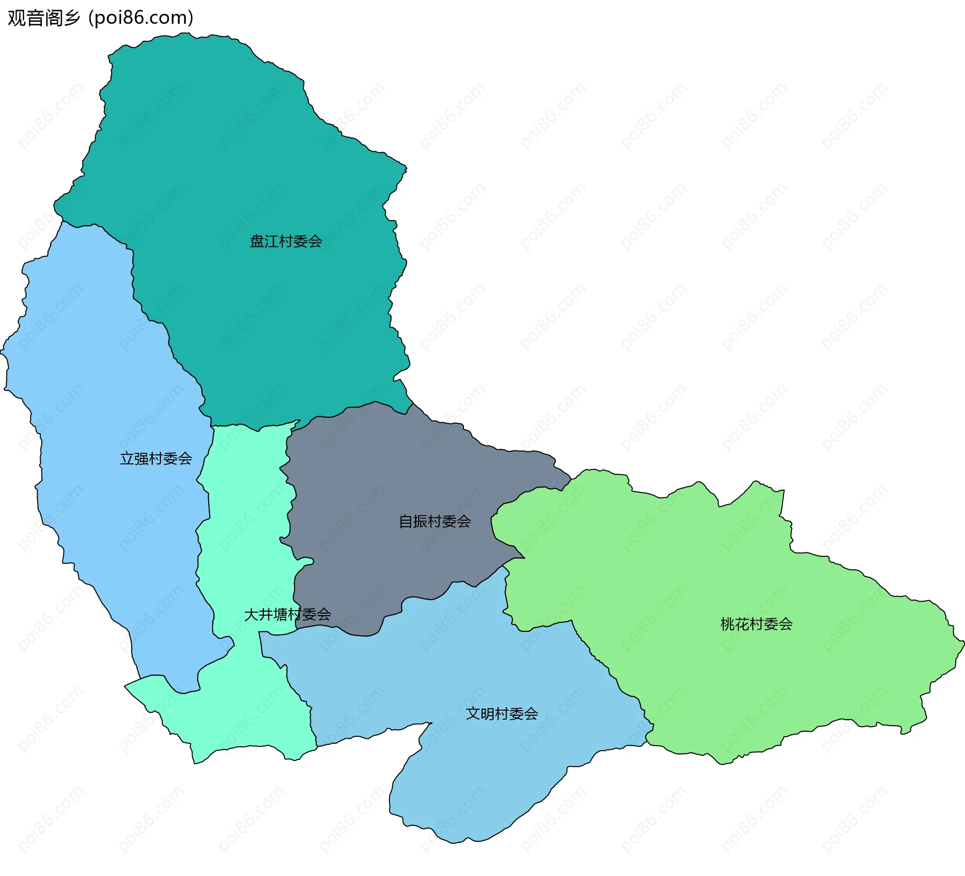 观音阁乡边界地图(五级行政区划)