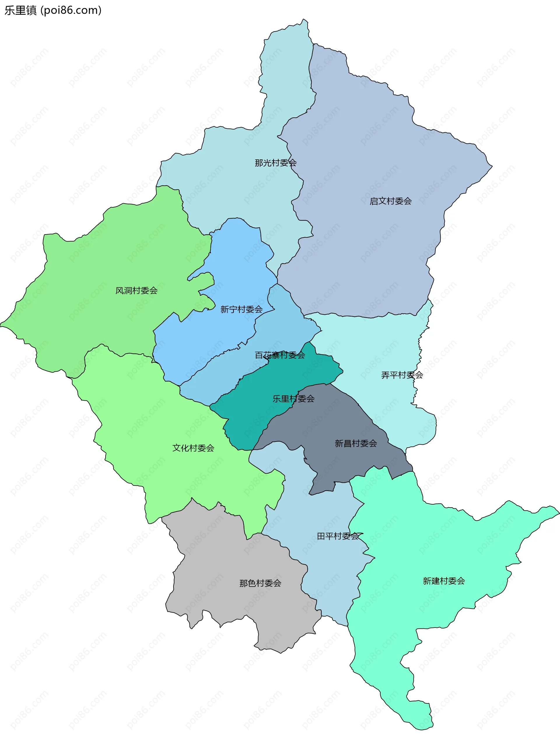 乐里镇边界地图(五级行政区划)