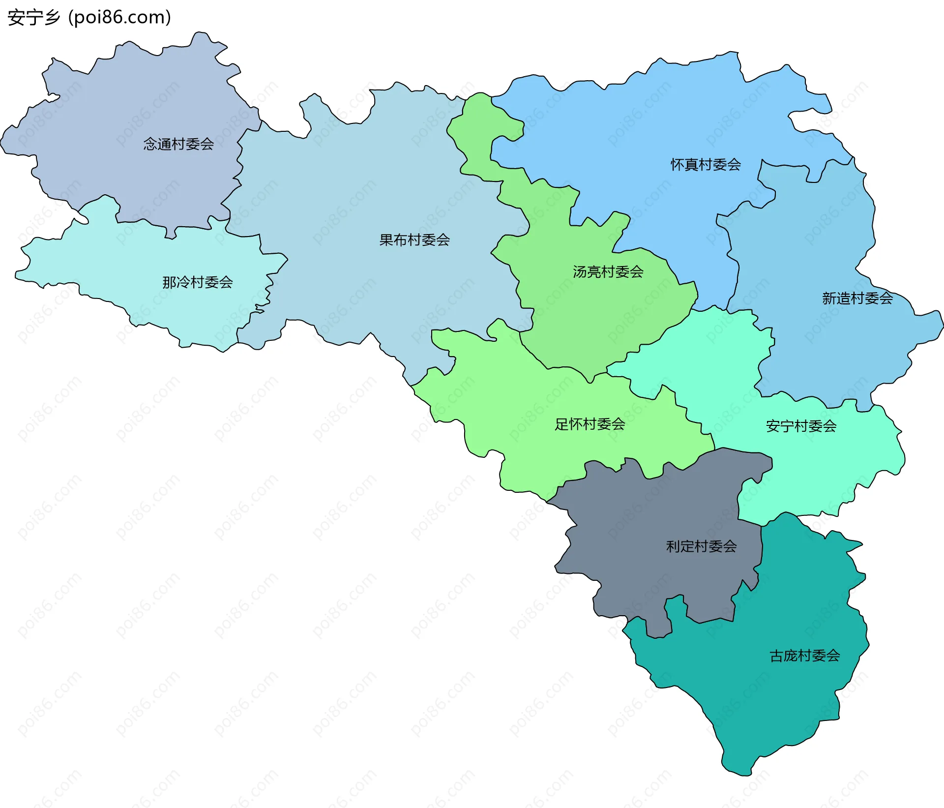安宁乡边界地图(五级行政区划)
