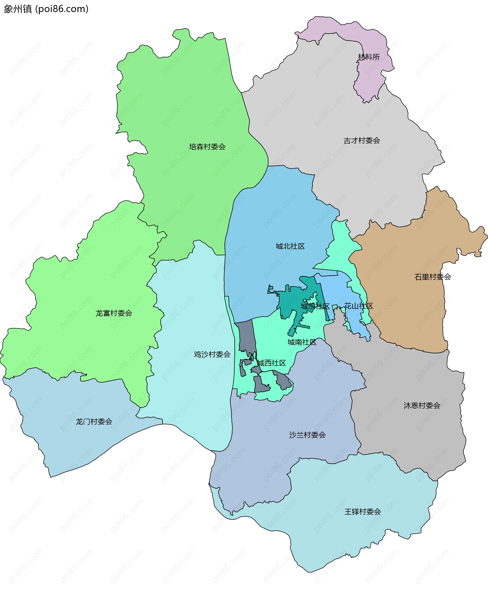 象州镇边界地图(五级行政区划)