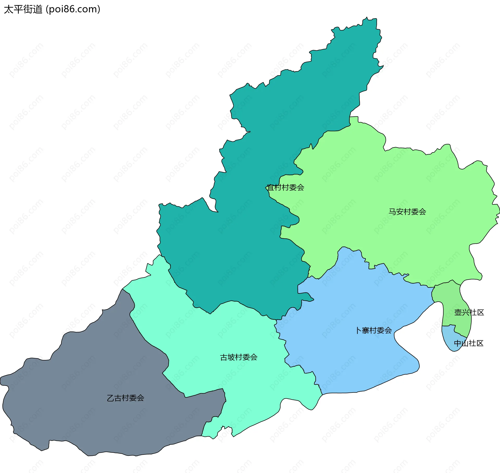 太平街道边界地图(五级行政区划)