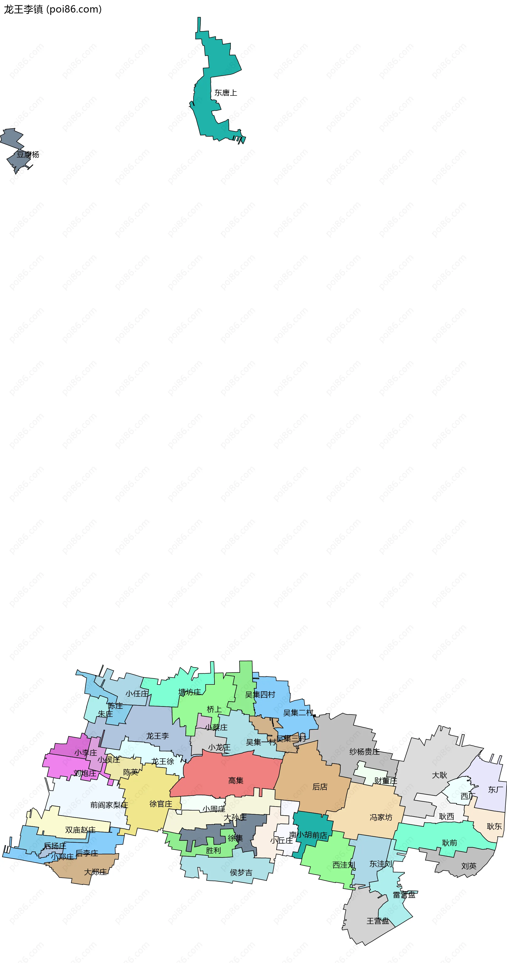 龙王李镇边界地图(五级行政区划)
