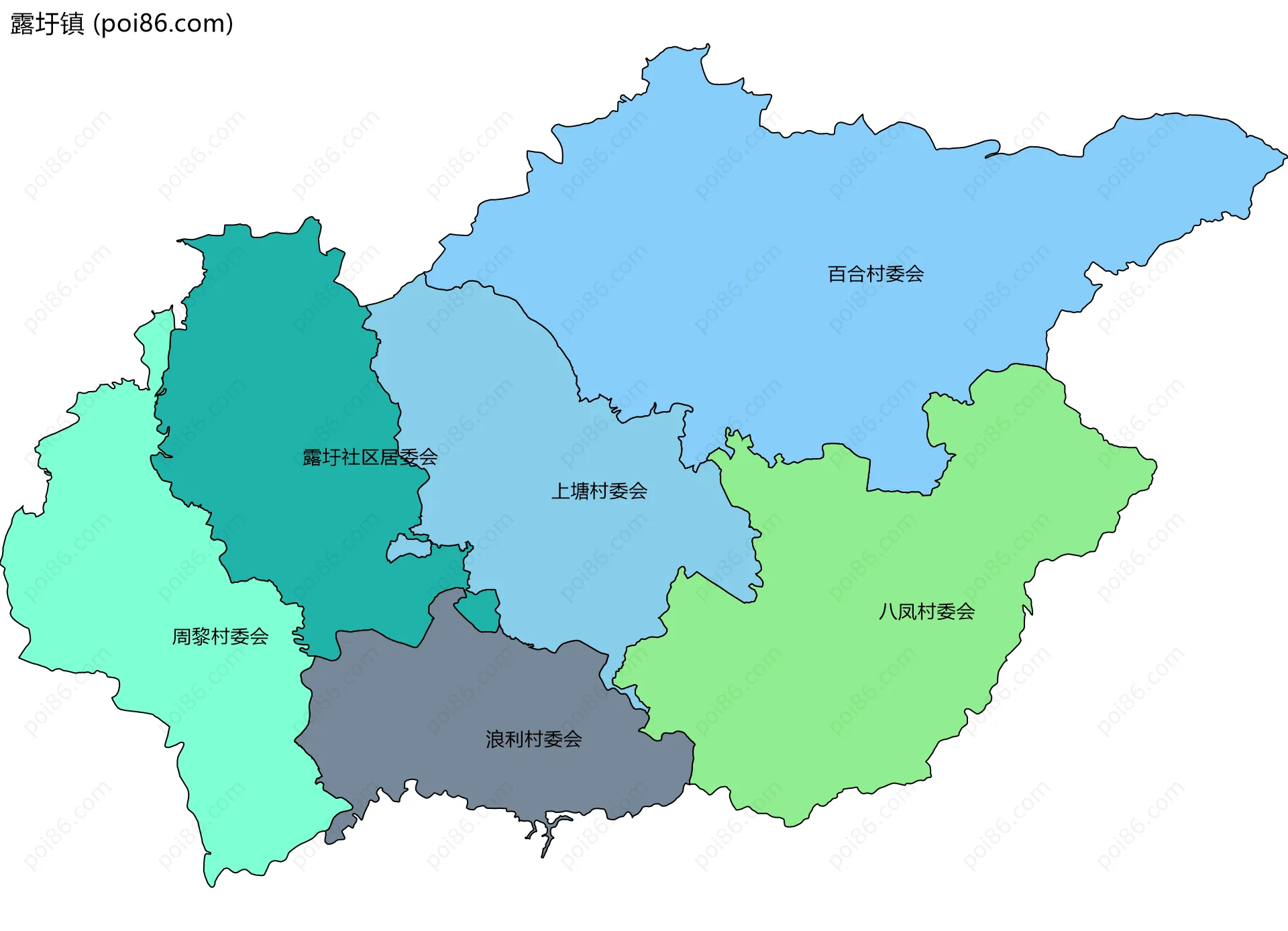 露圩镇边界地图(五级行政区划)