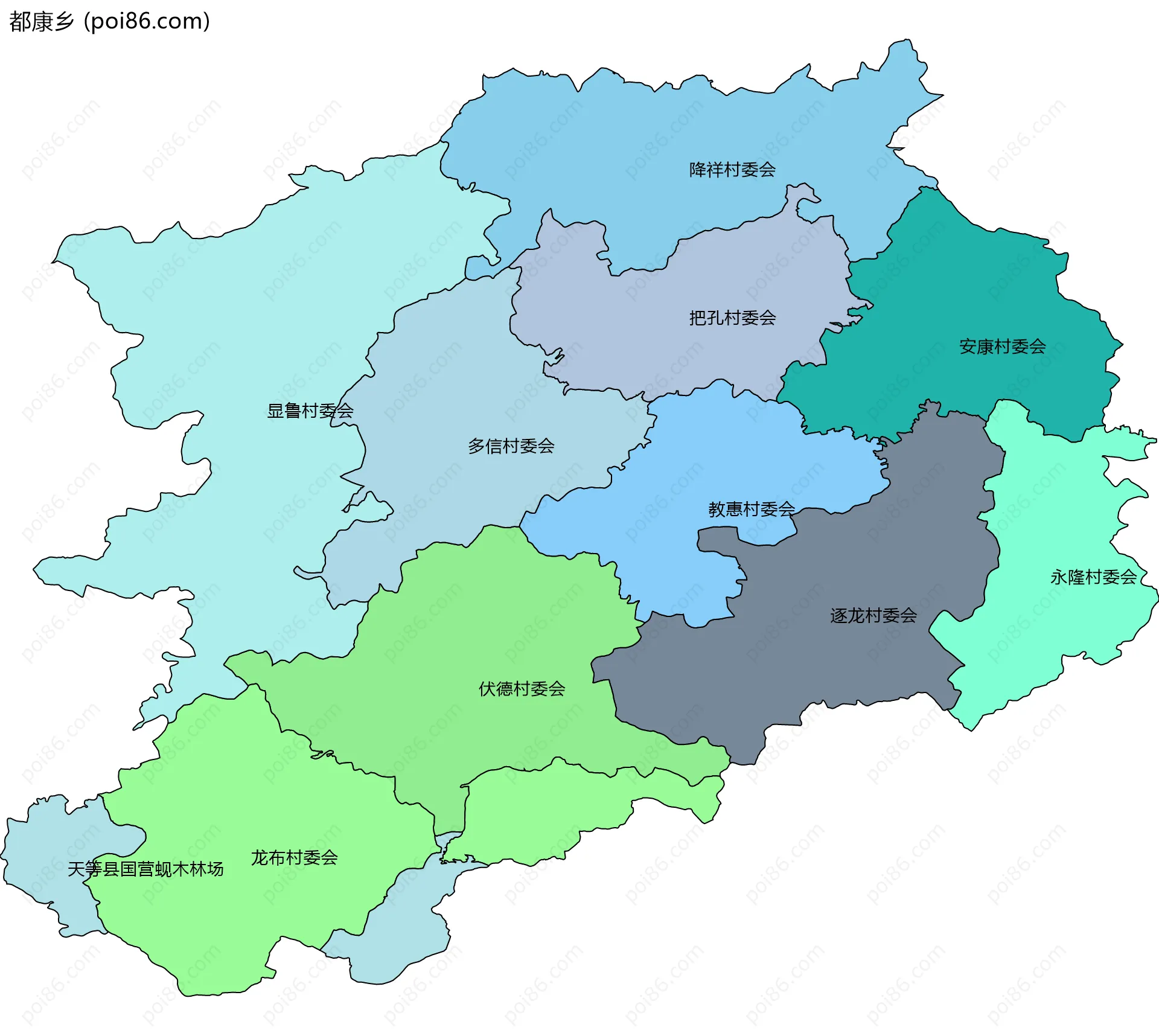 都康乡边界地图(五级行政区划)