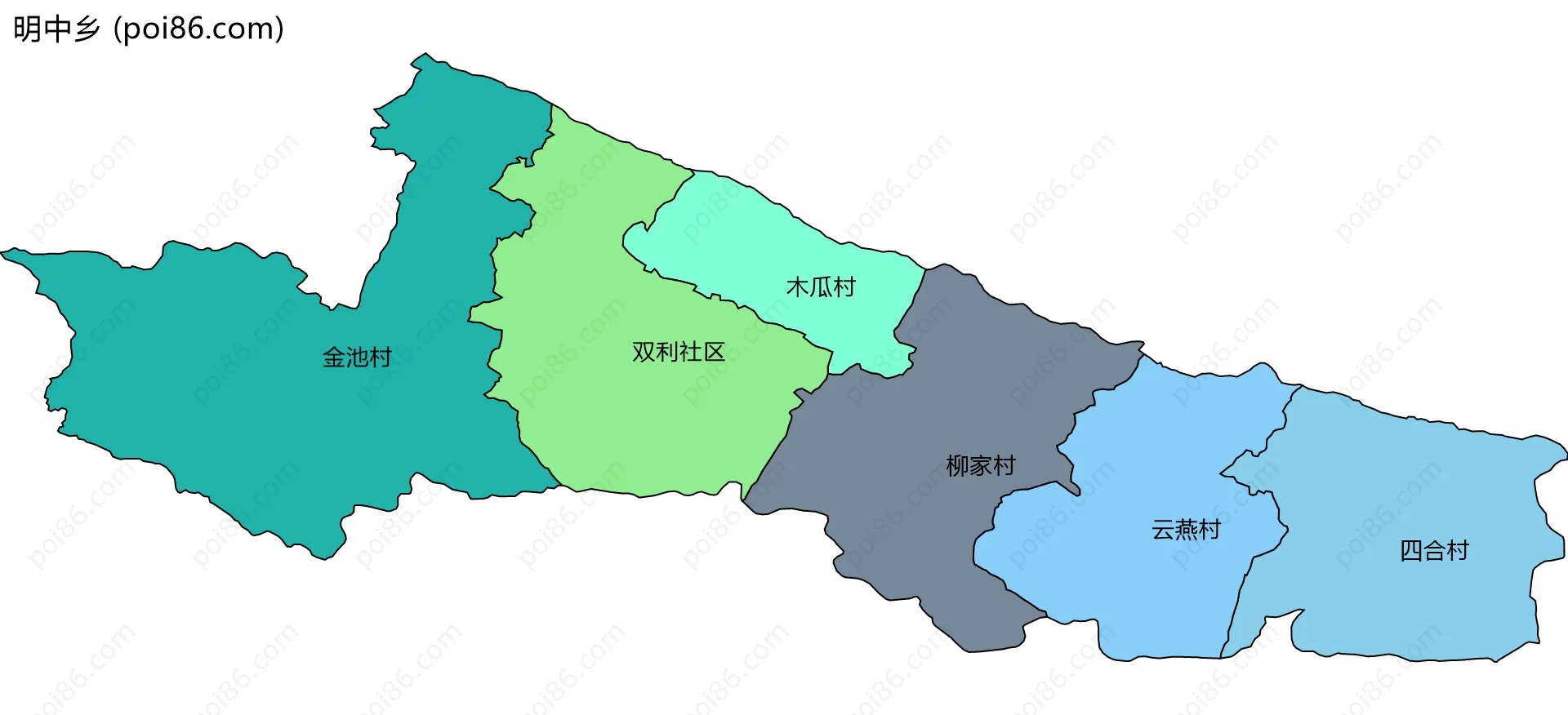 明中乡边界地图(五级行政区划)