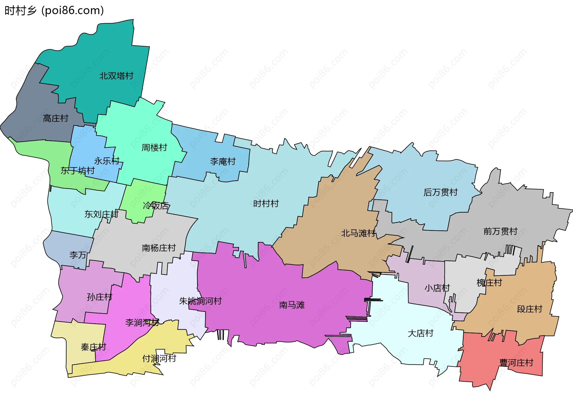 时村乡边界地图(五级行政区划)