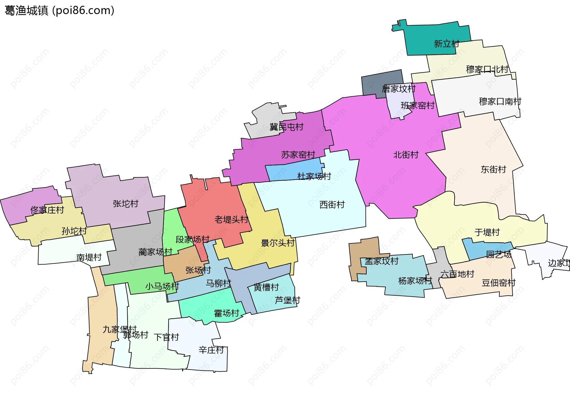 葛渔城镇边界地图(五级行政区划)