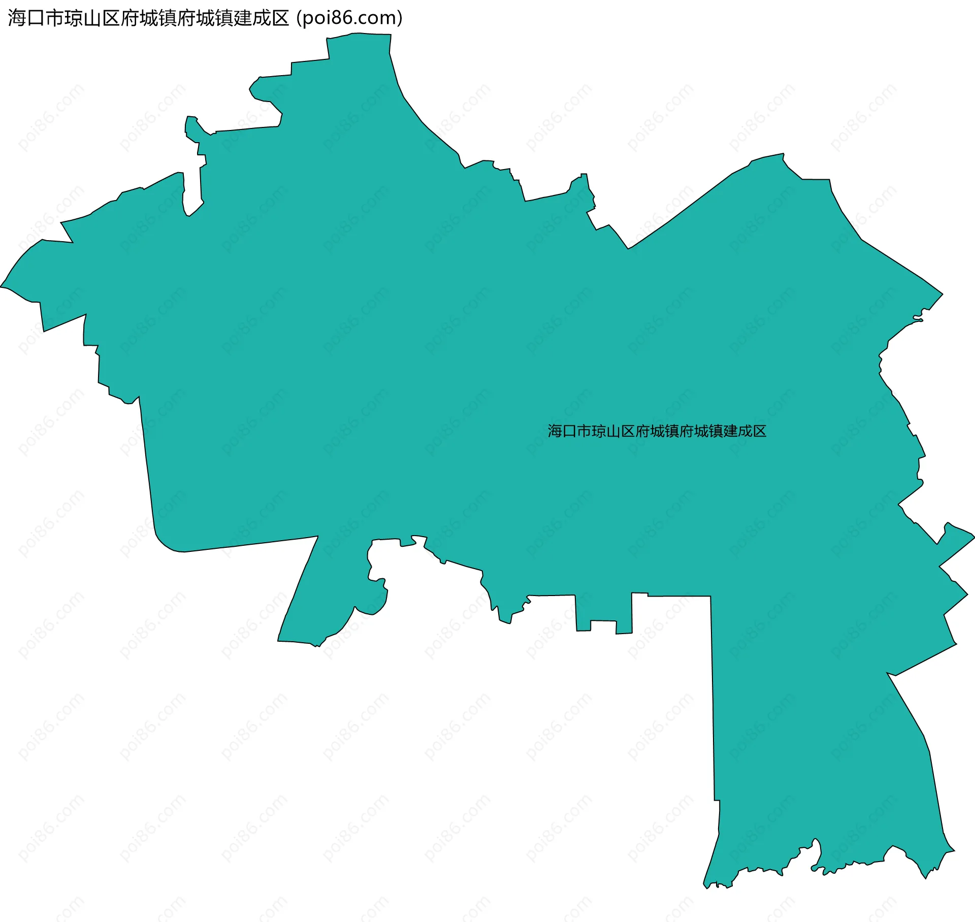 海口市琼山区府城镇府城镇建成区边界地图