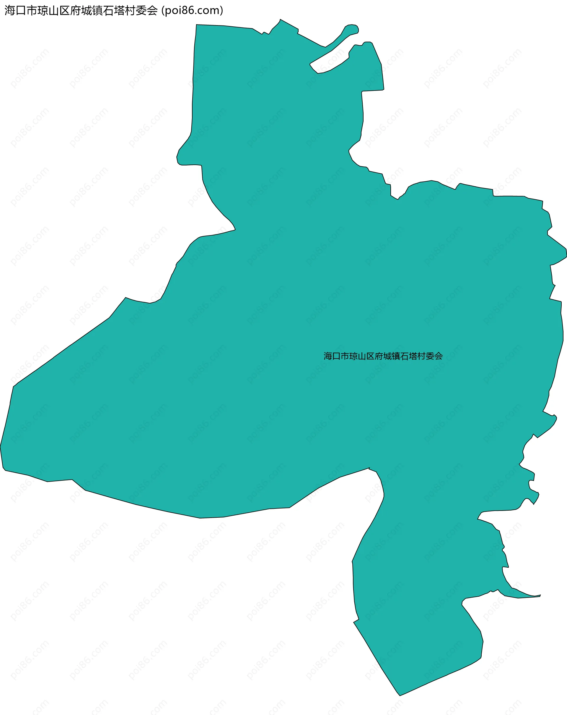 海口市琼山区府城镇石塔村委会边界地图