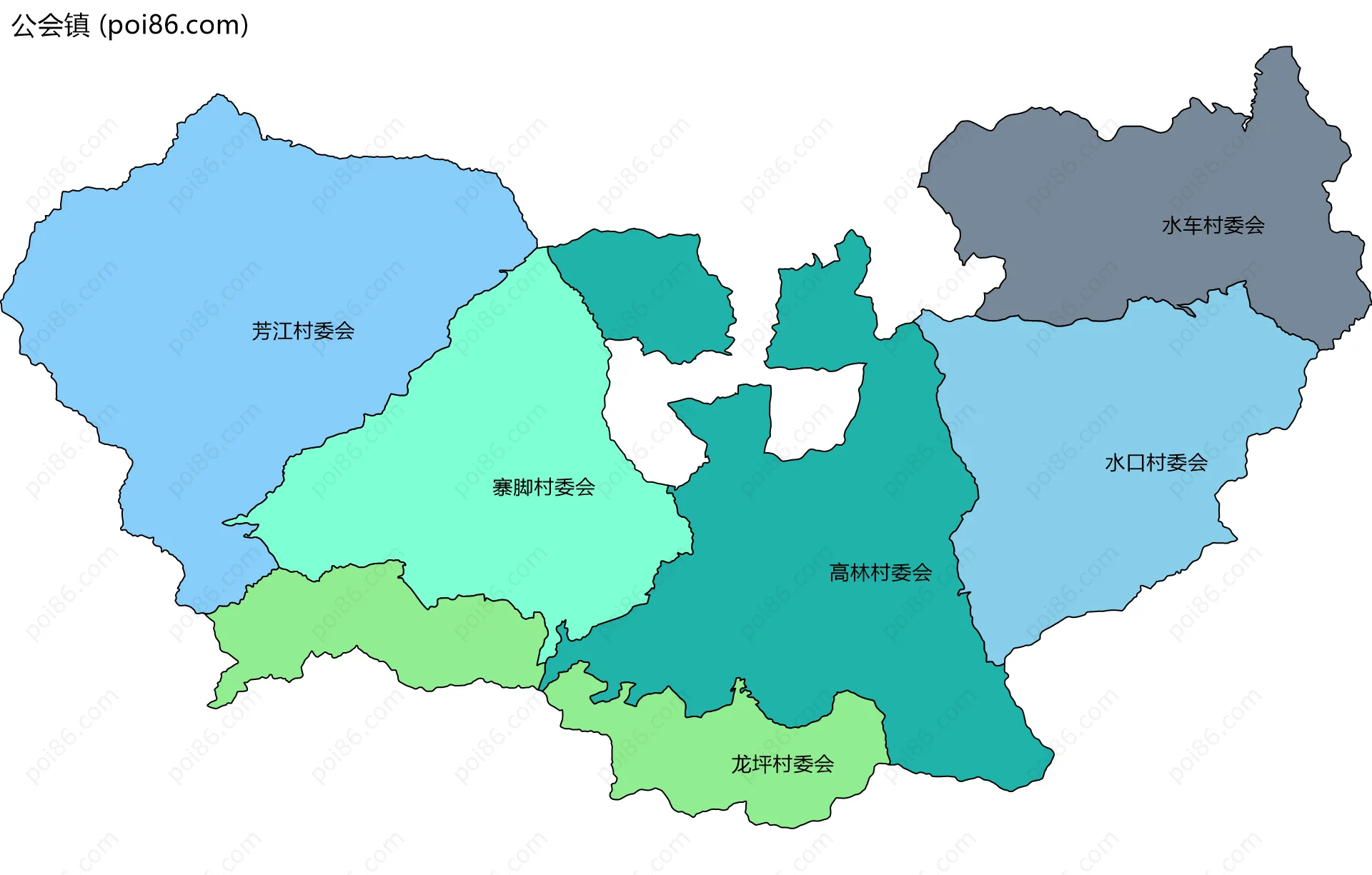 公会镇边界地图(五级行政区划)