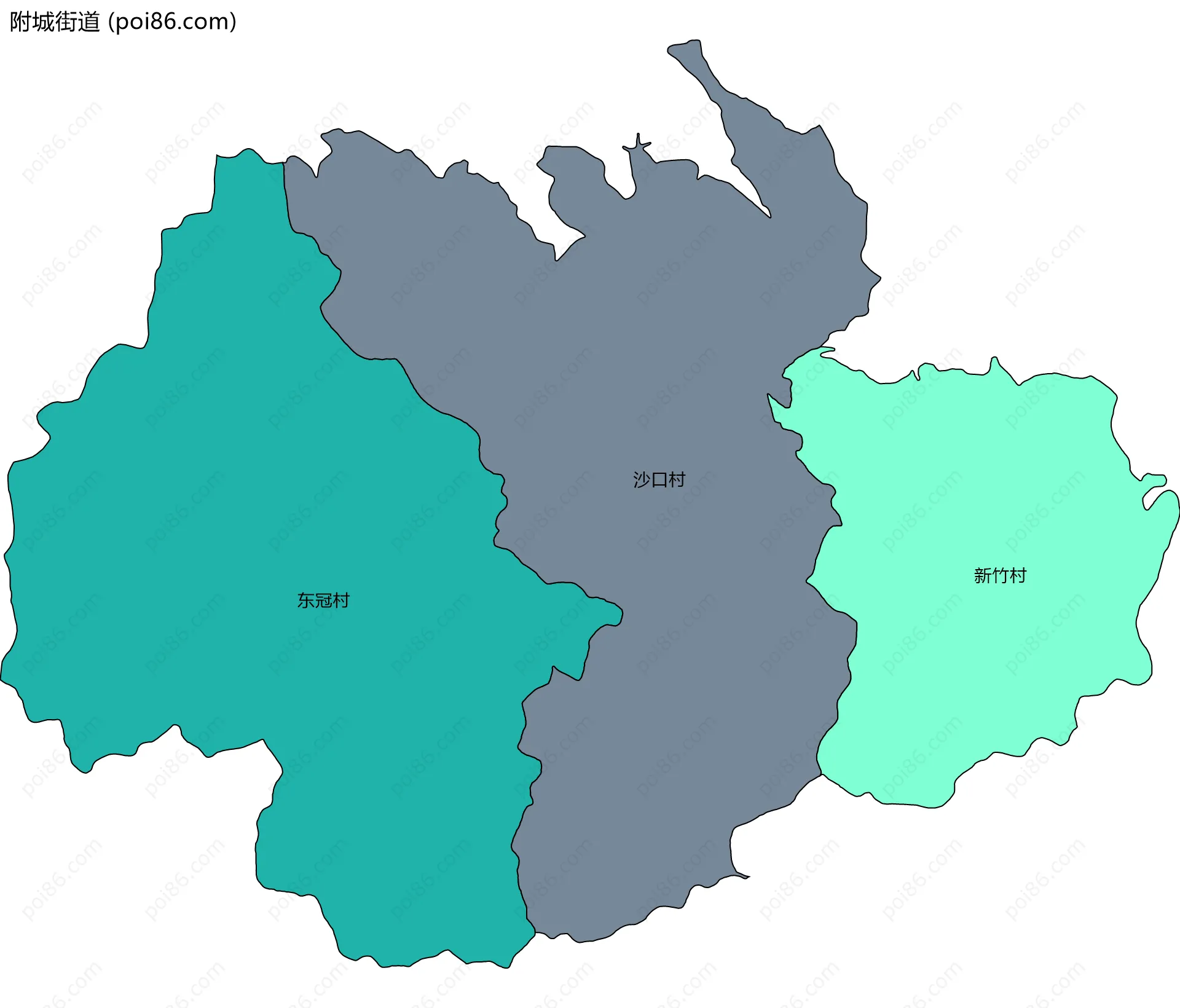 附城街道边界地图(五级行政区划)