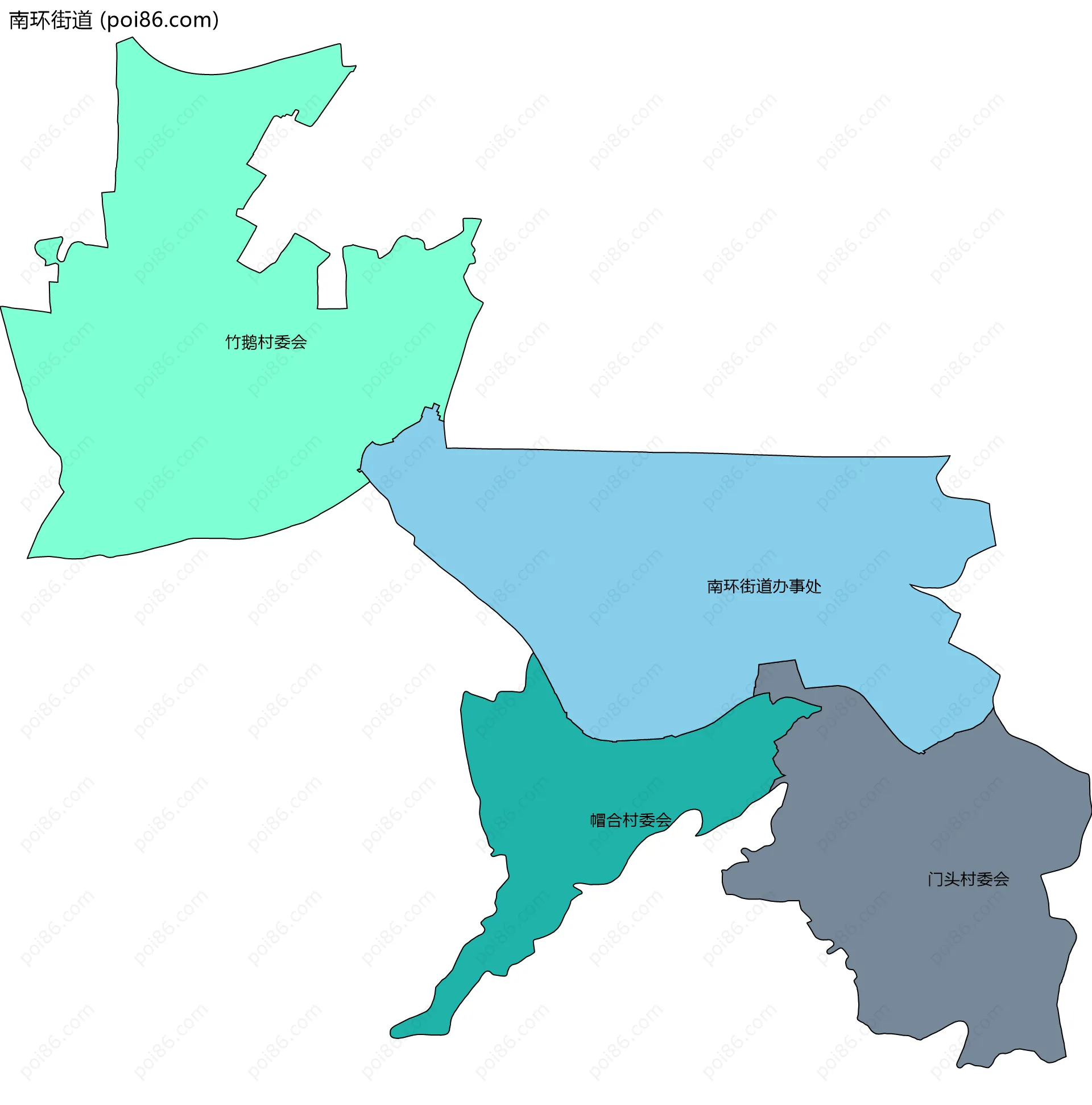 南环街道边界地图(五级行政区划)