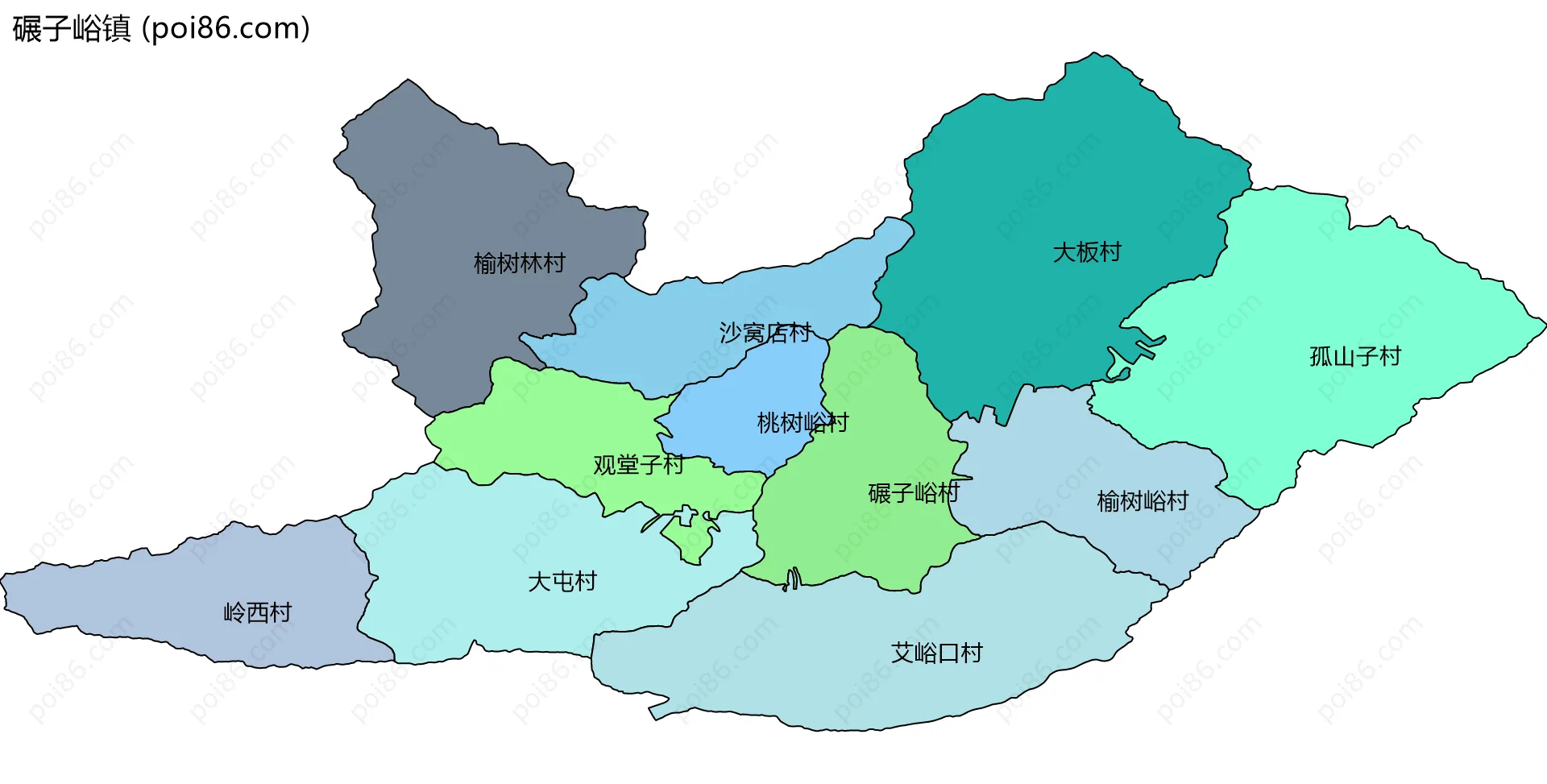 碾子峪镇边界地图(五级行政区划)