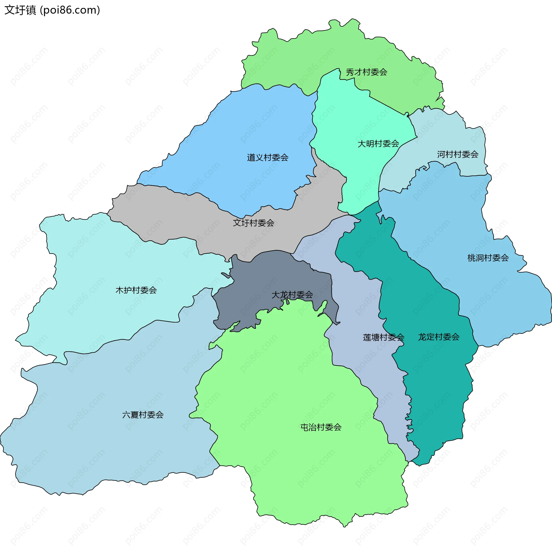 文圩镇边界地图(五级行政区划)