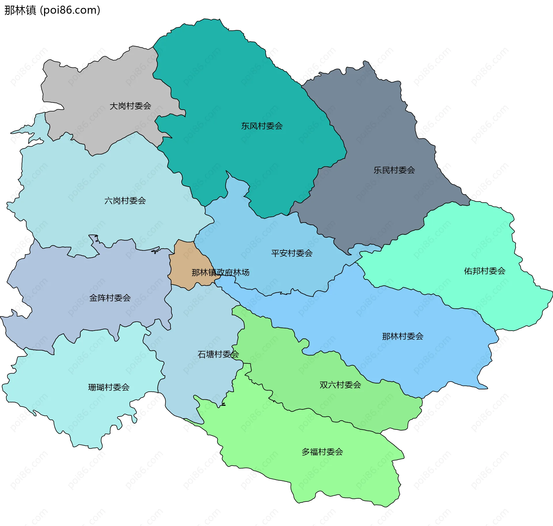 那林镇边界地图(五级行政区划)