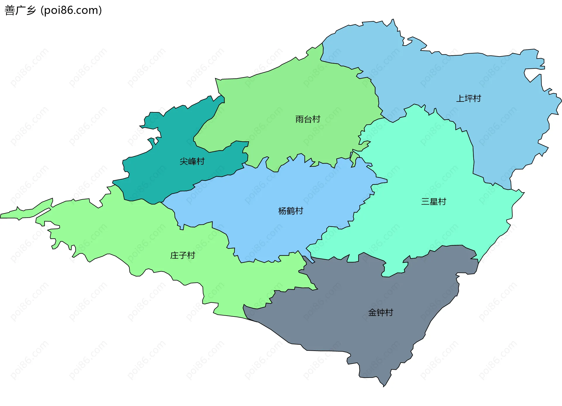善广乡边界地图(五级行政区划)