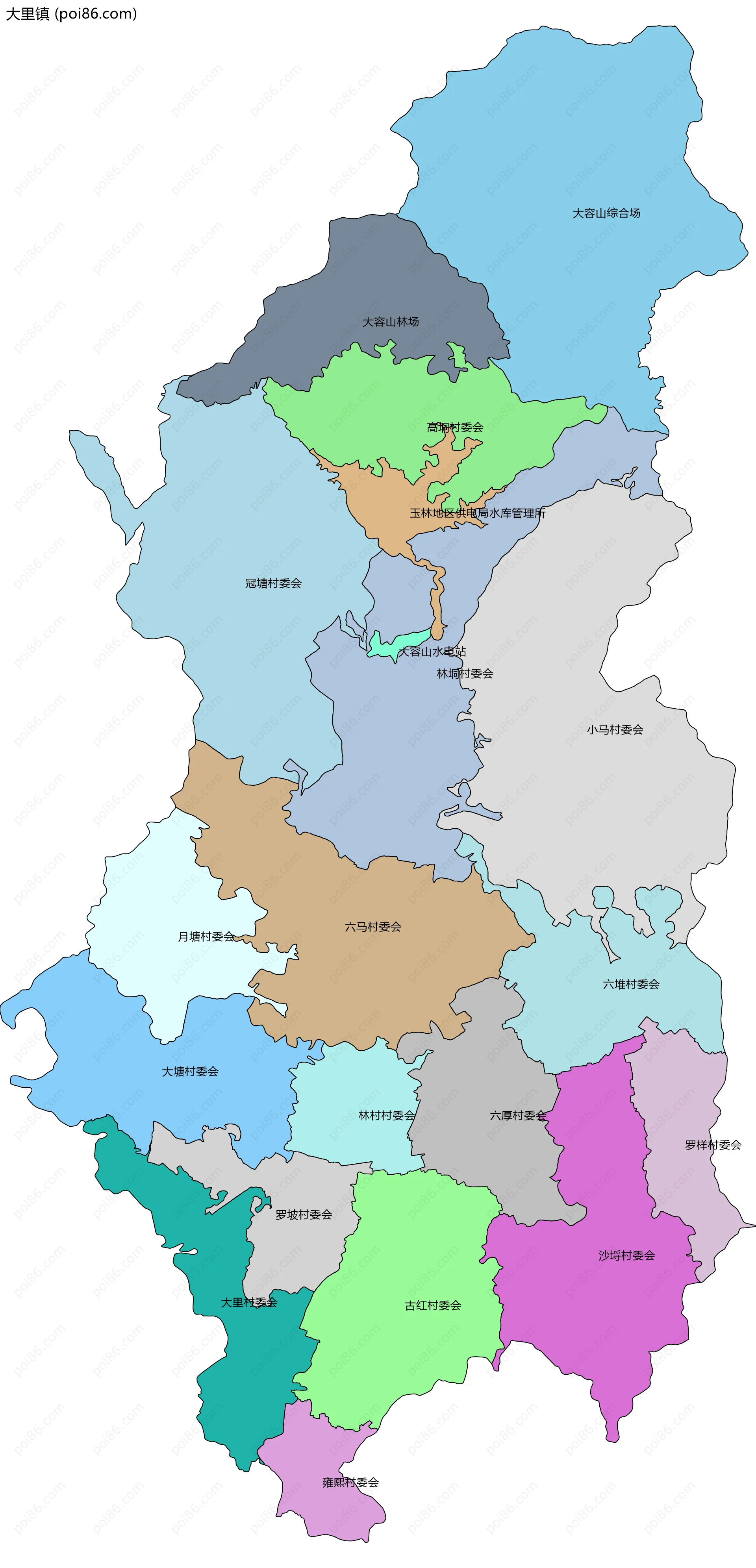 大里镇边界地图(五级行政区划)