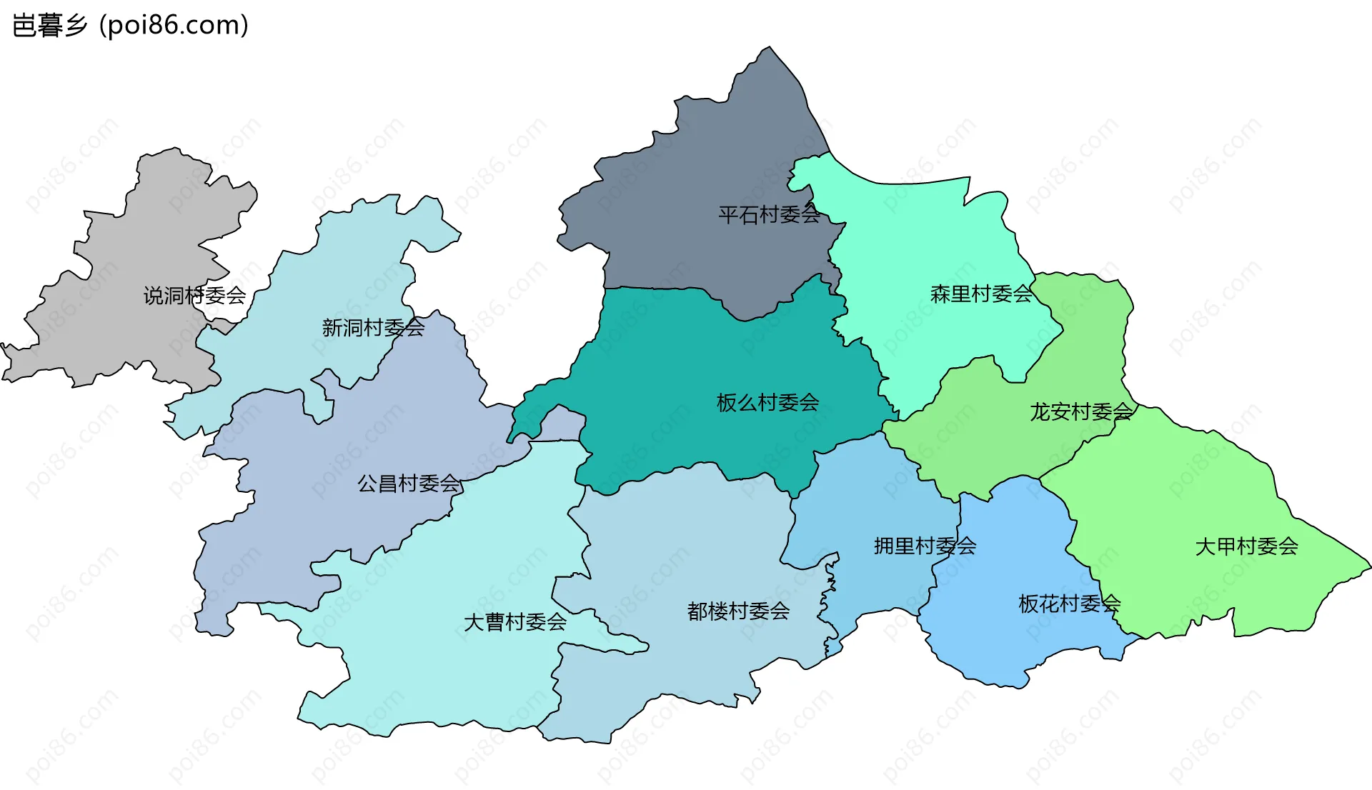 岜暮乡边界地图(五级行政区划)