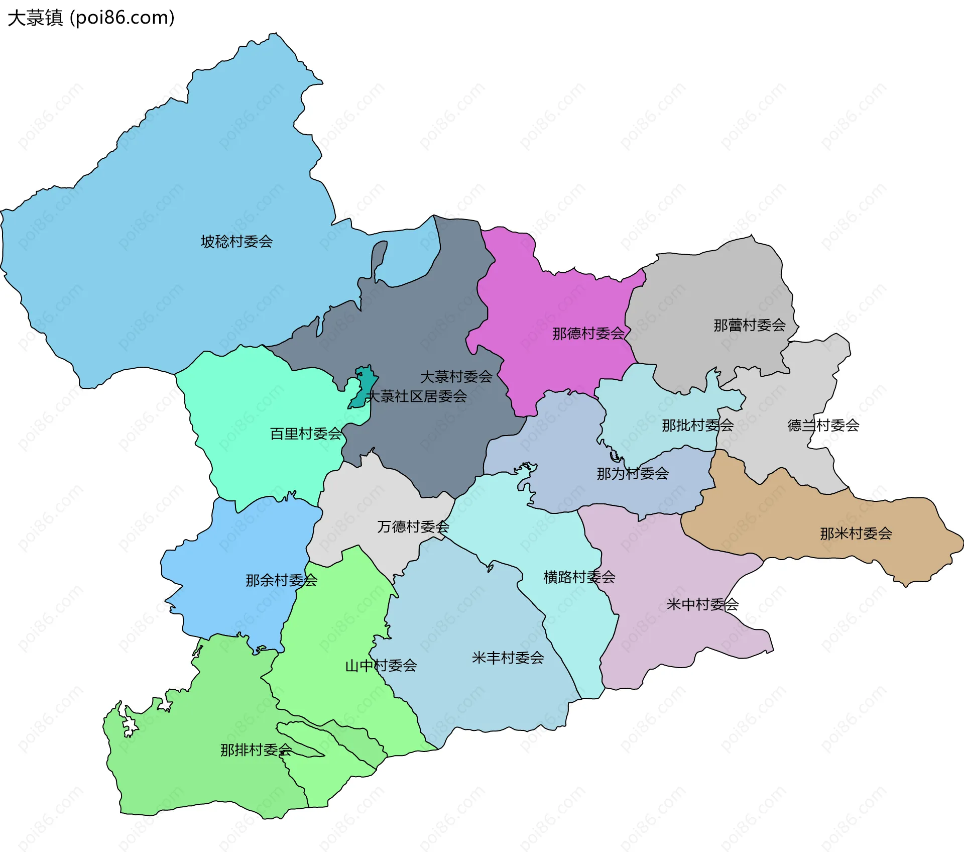 大菉镇边界地图(五级行政区划)