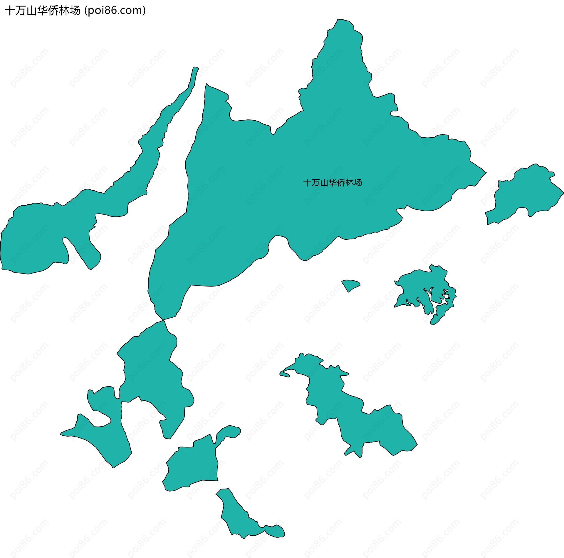 十万山华侨林场边界地图(五级行政区划)