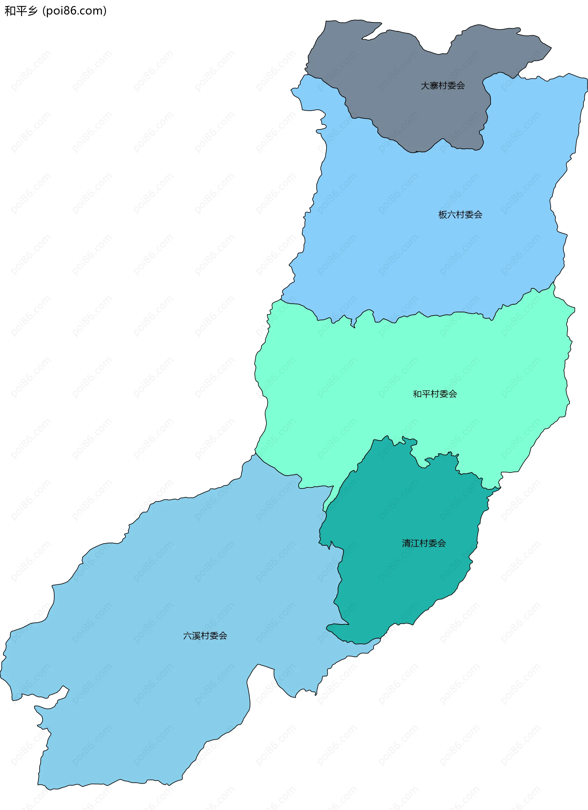 和平乡边界地图(五级行政区划)