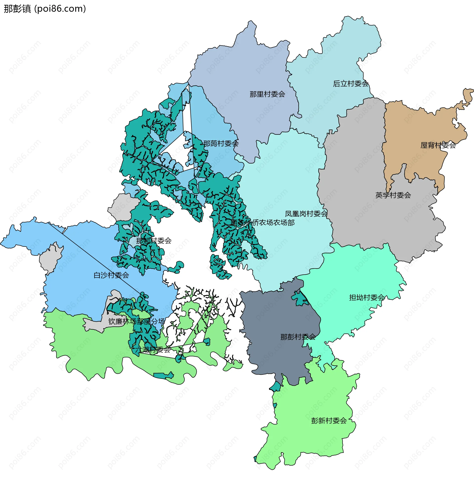 那彭镇边界地图(五级行政区划)