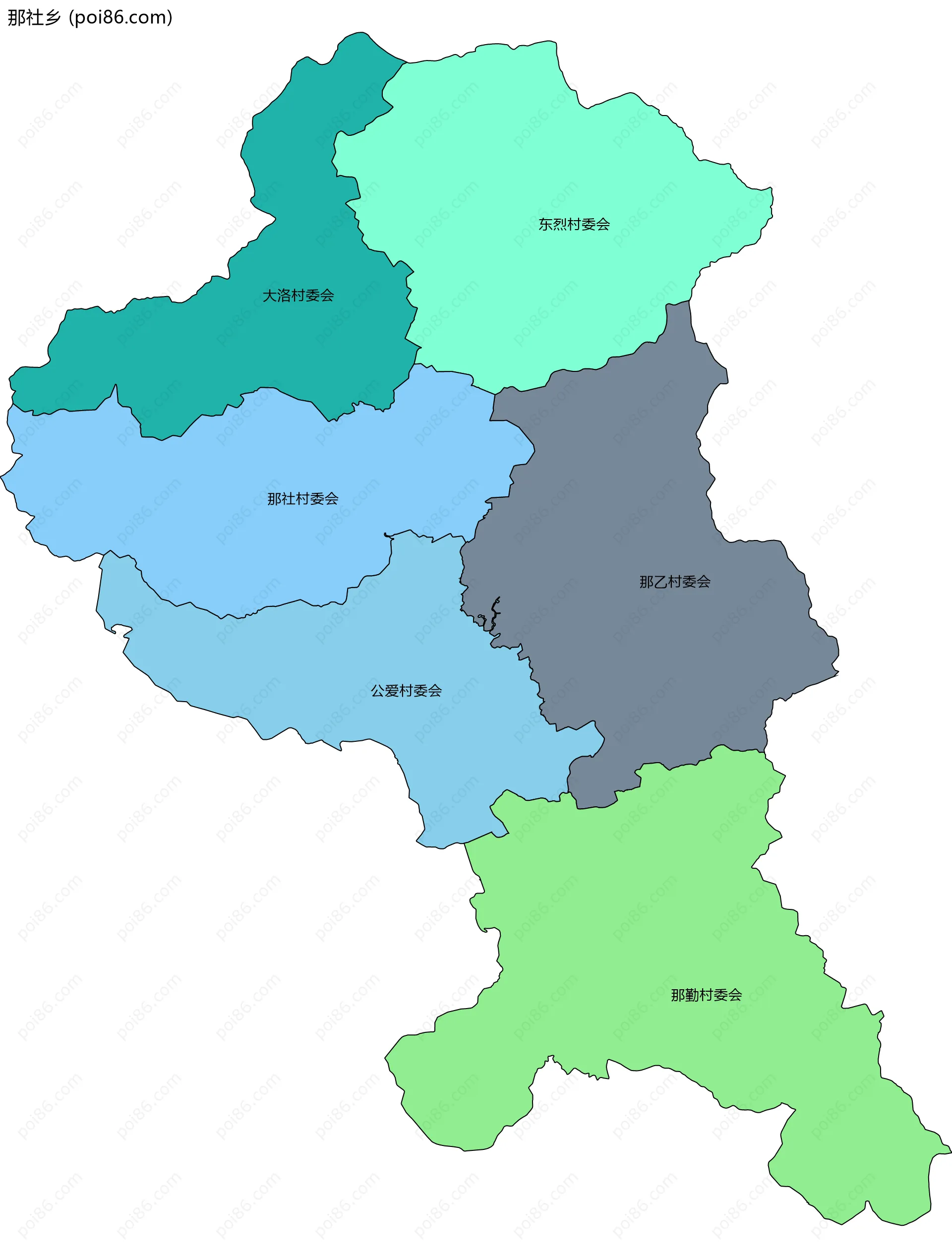 那社乡边界地图(五级行政区划)