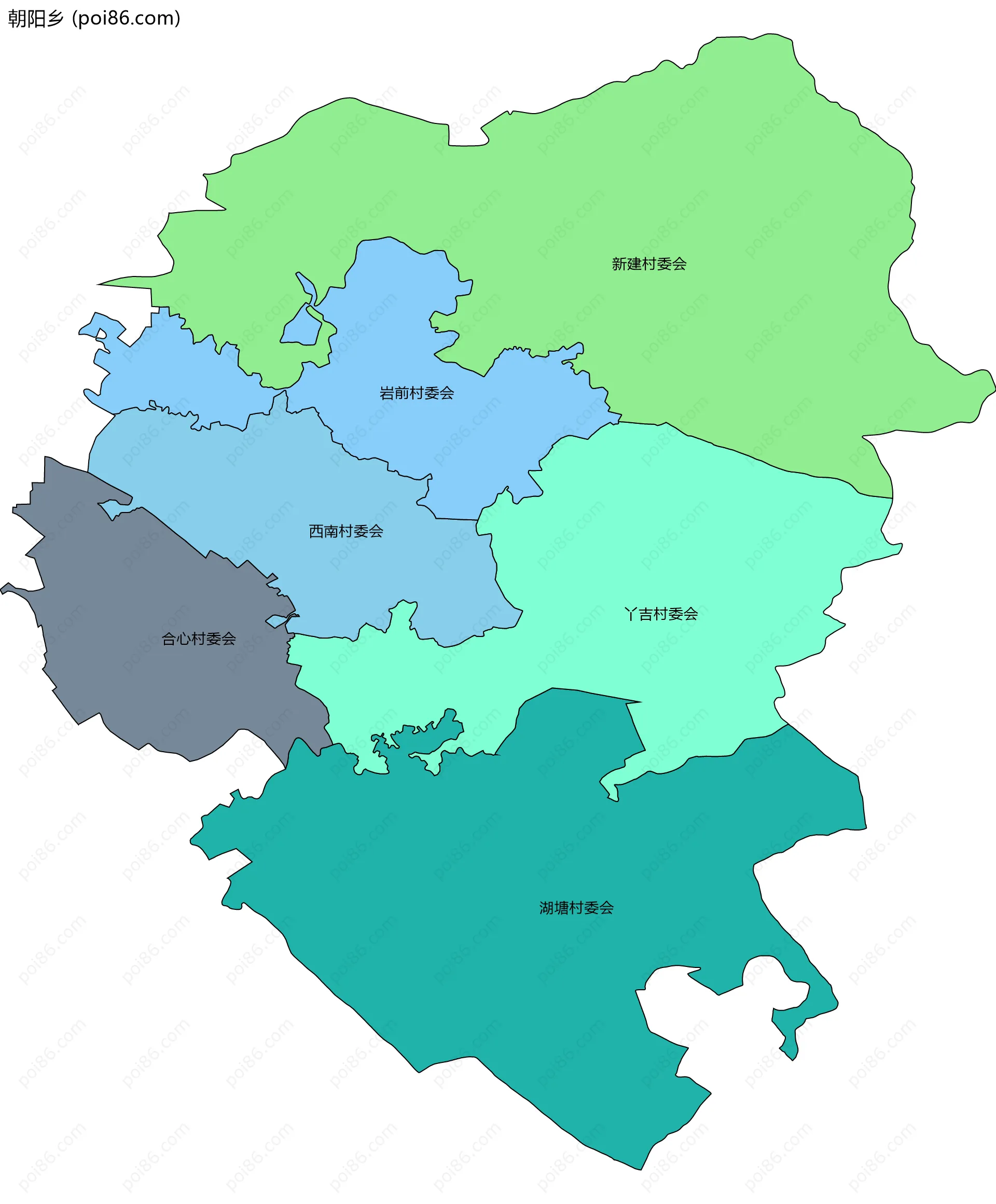 朝阳乡边界地图(五级行政区划)