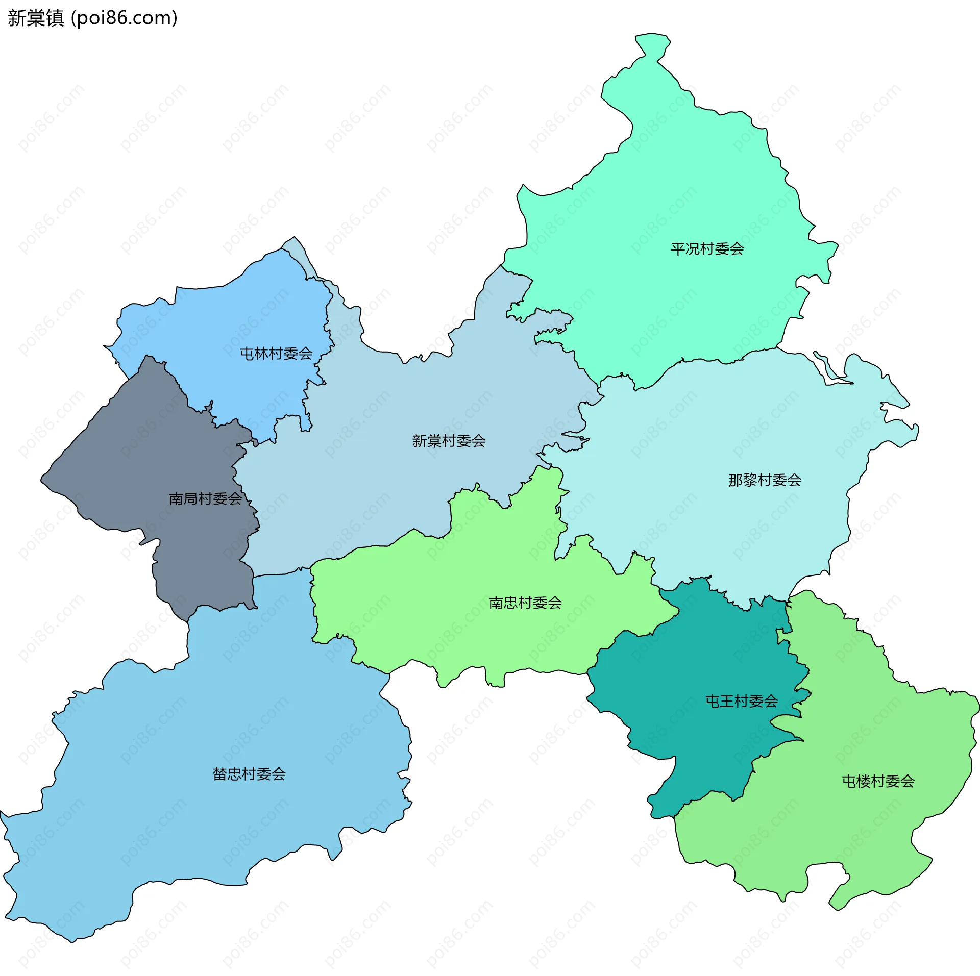 新棠镇边界地图(五级行政区划)