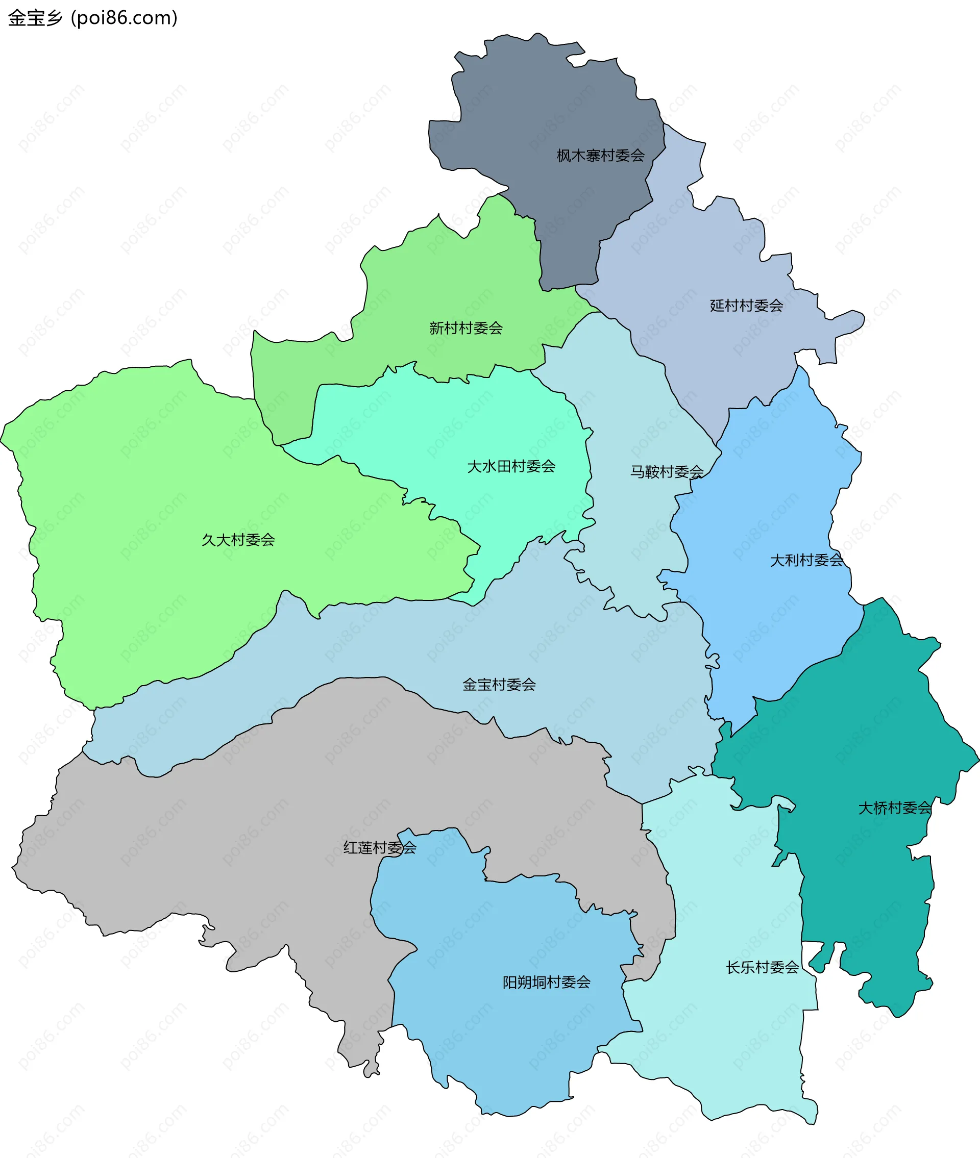 金宝乡边界地图(五级行政区划)