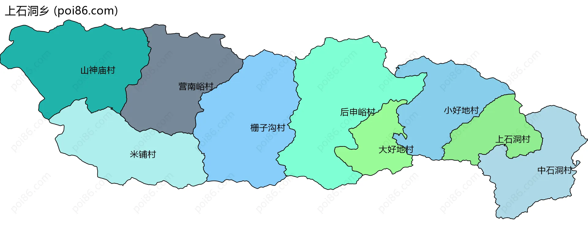 上石洞乡边界地图(五级行政区划)