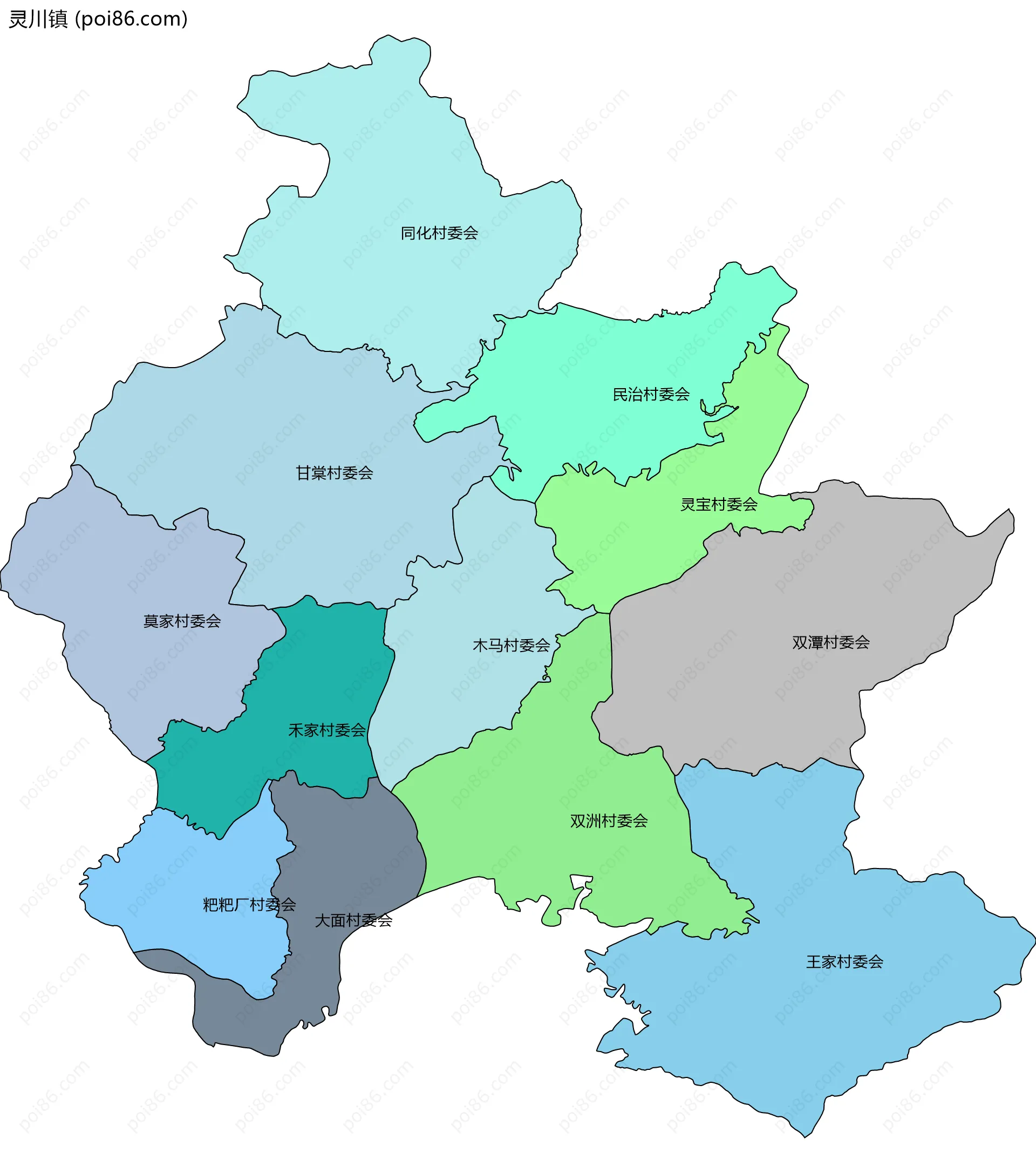 灵川镇边界地图(五级行政区划)