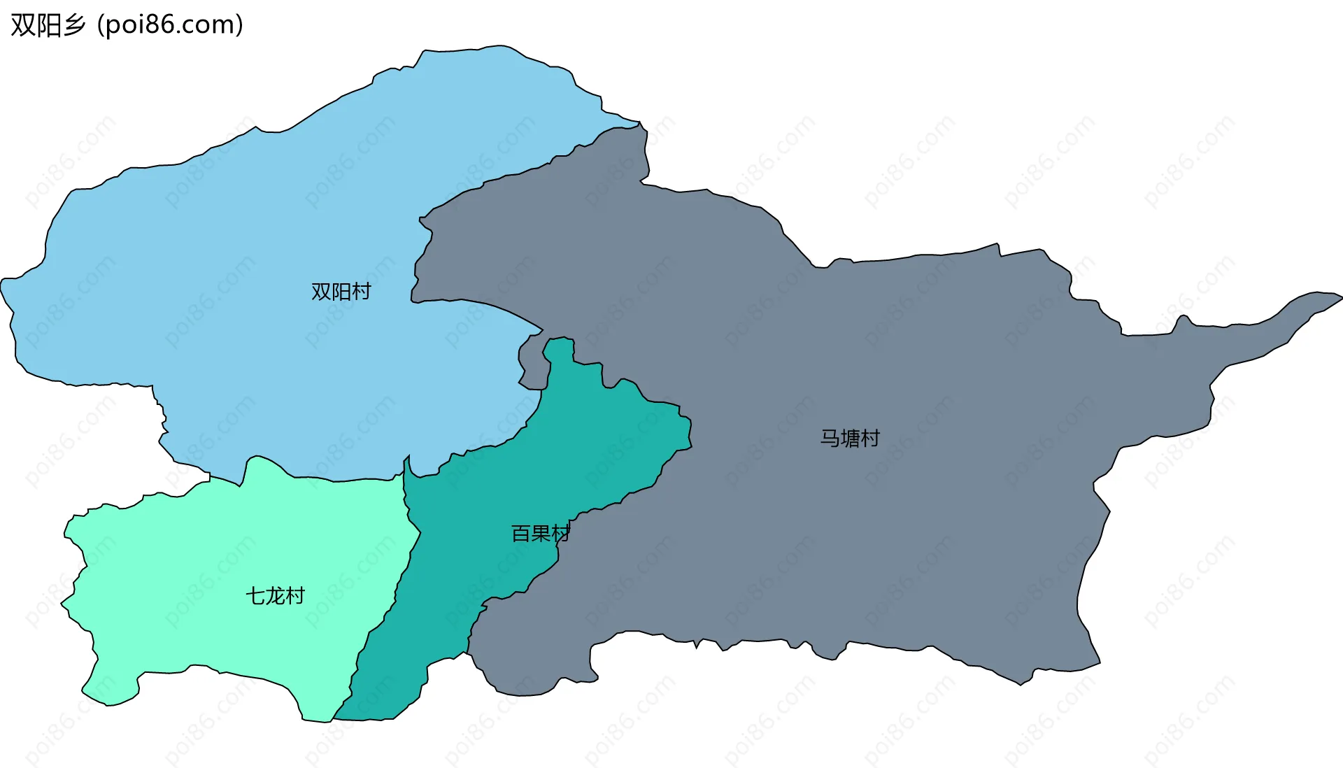 双阳乡边界地图(五级行政区划)