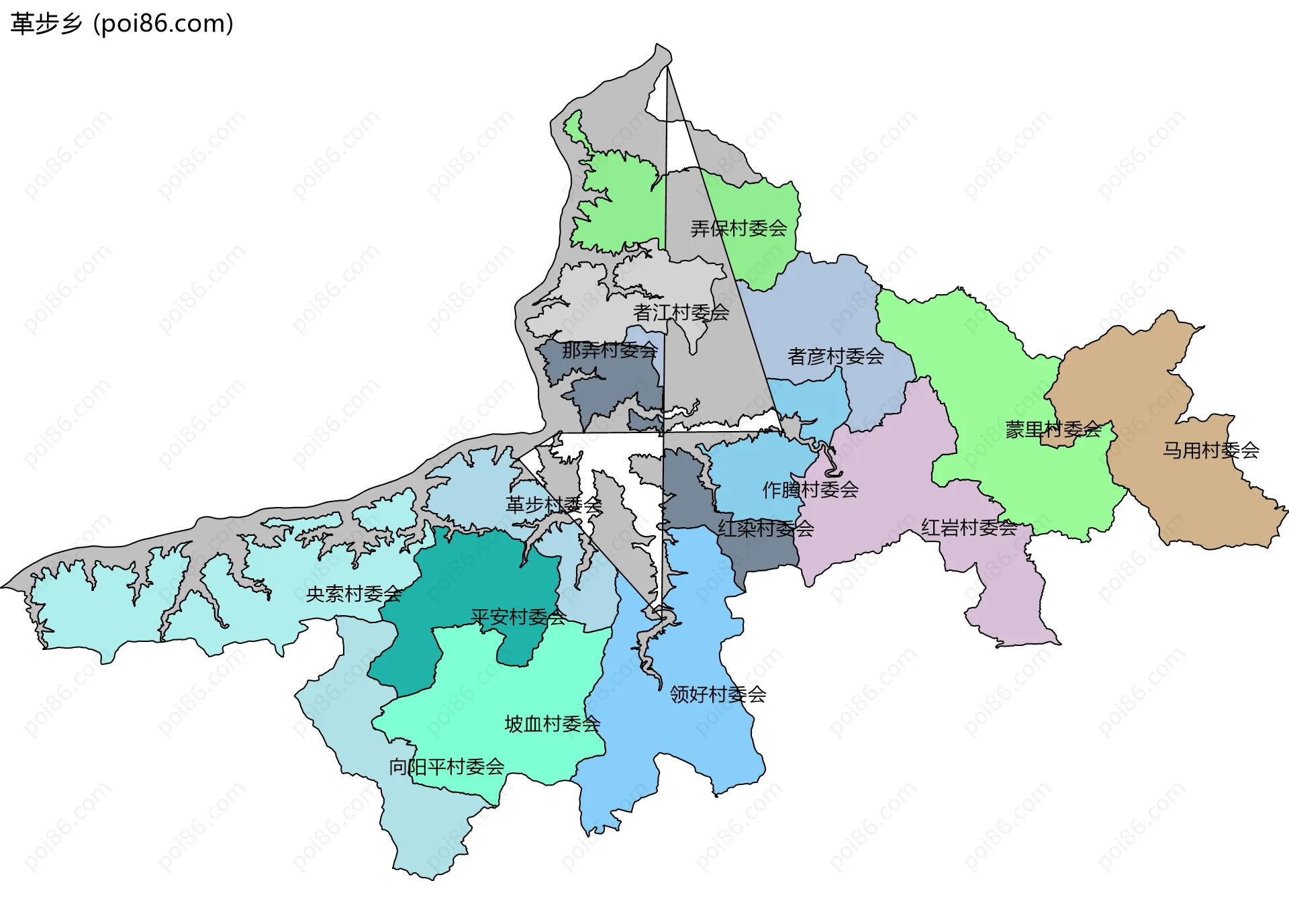革步乡边界地图(五级行政区划)