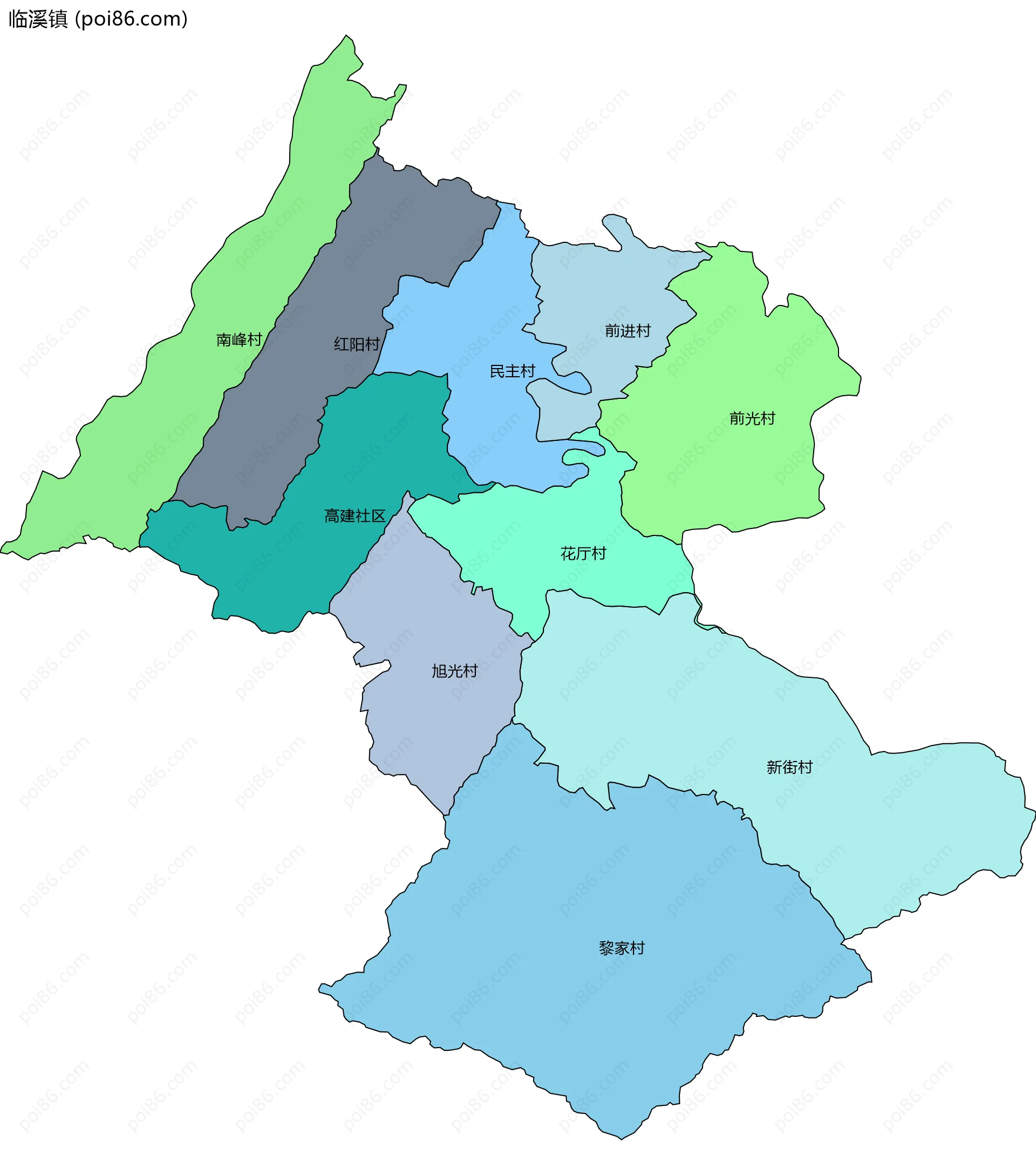 临溪镇边界地图(五级行政区划)