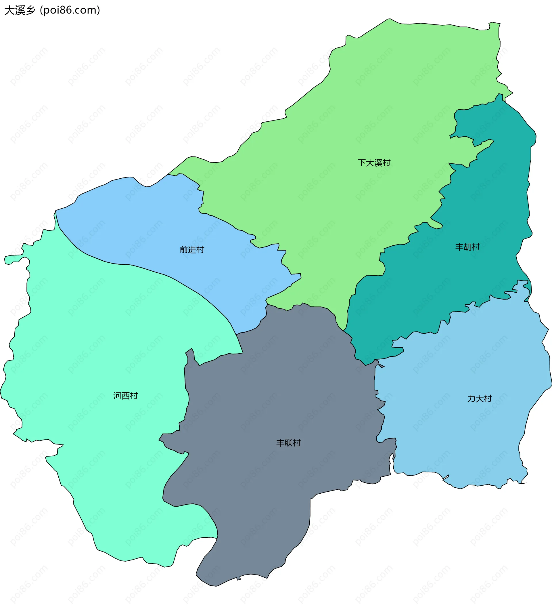 大溪乡边界地图(五级行政区划)