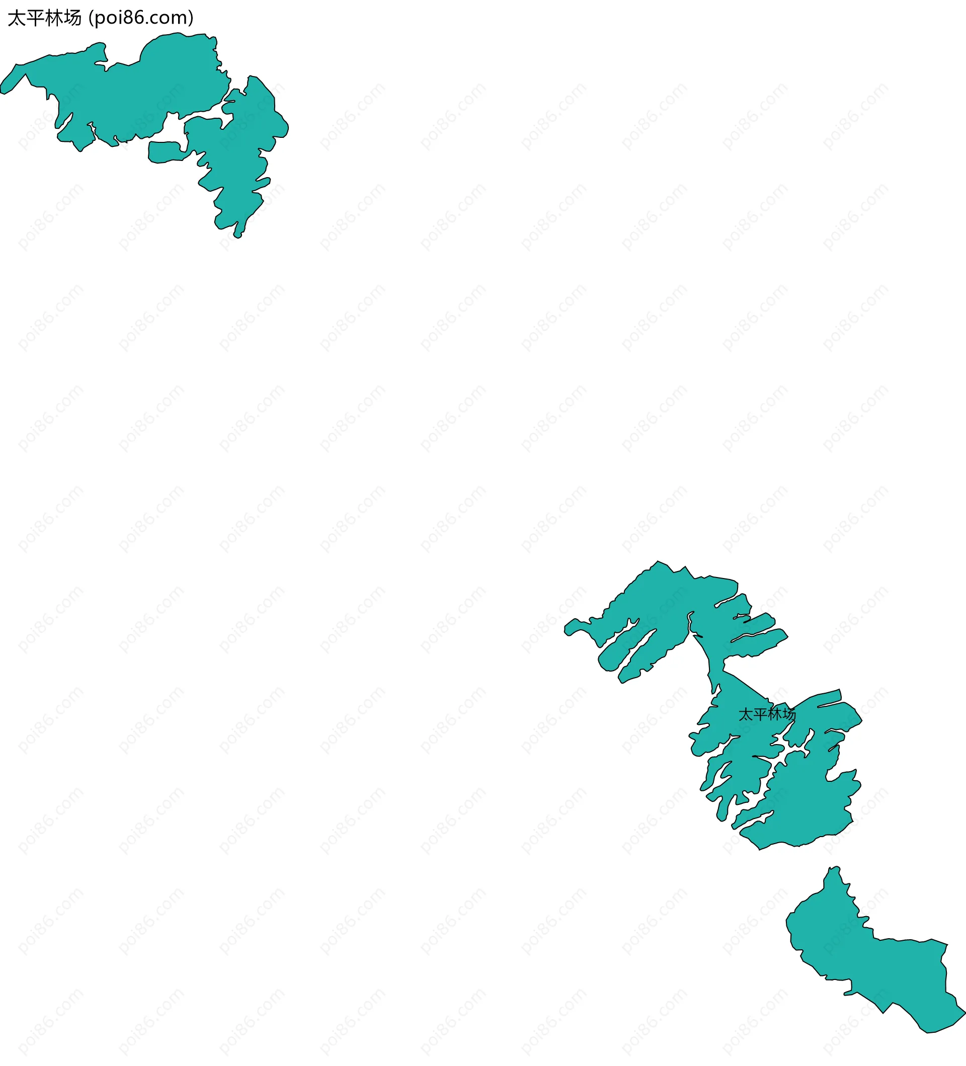 太平林场边界地图(五级行政区划)
