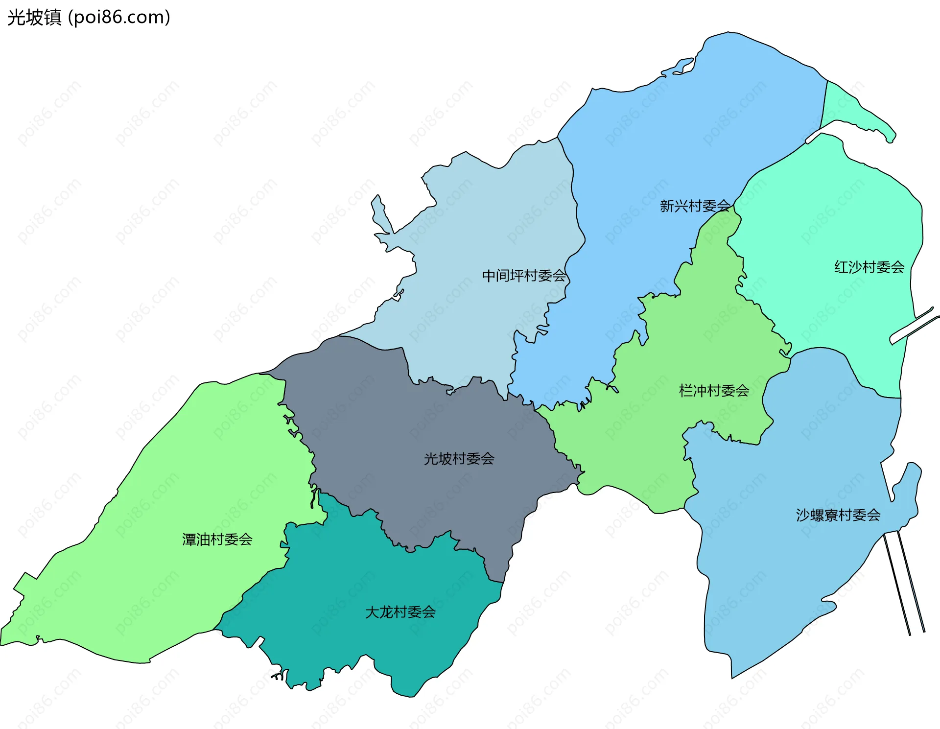 光坡镇边界地图(五级行政区划)