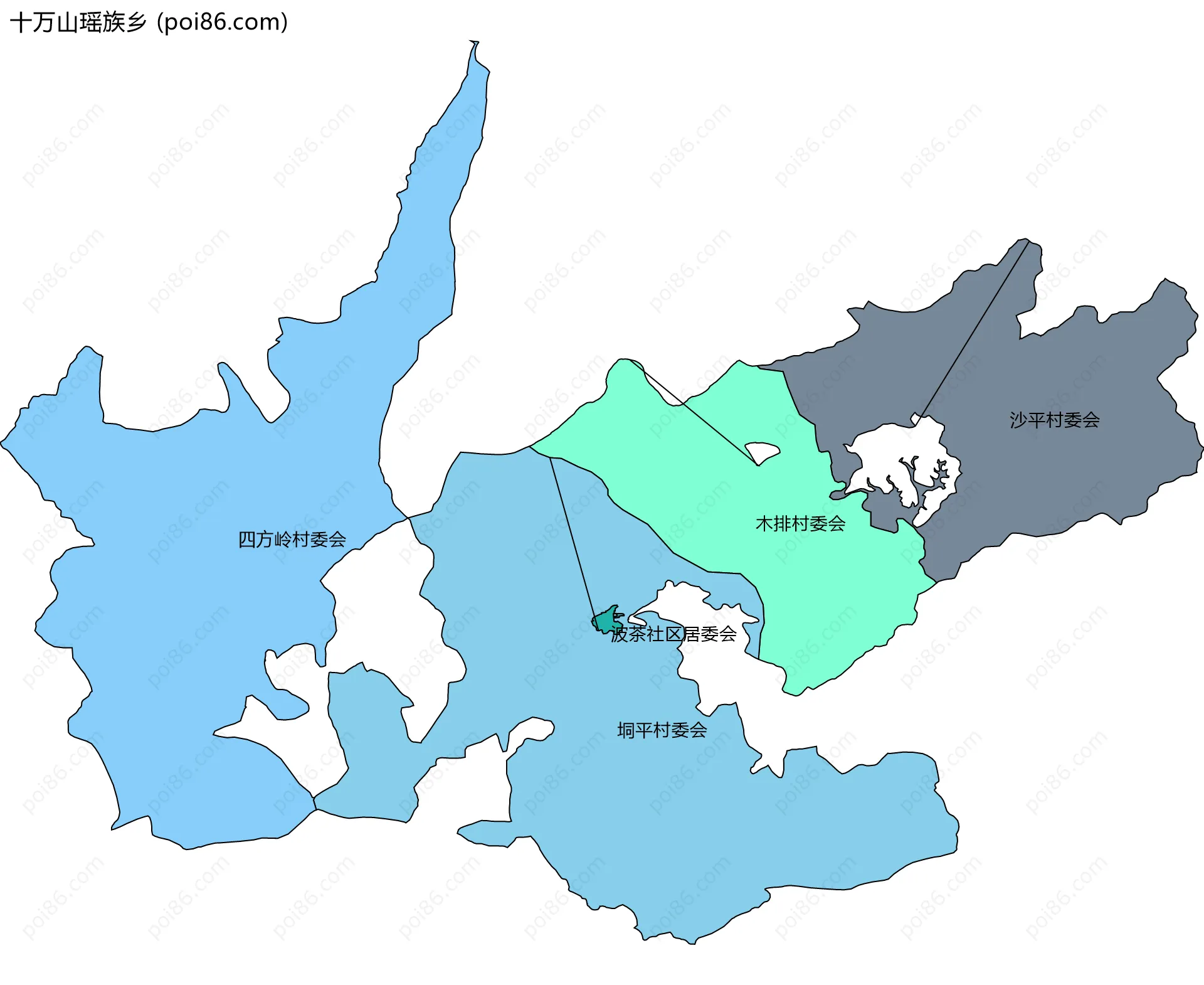 十万山瑶族乡边界地图(五级行政区划)