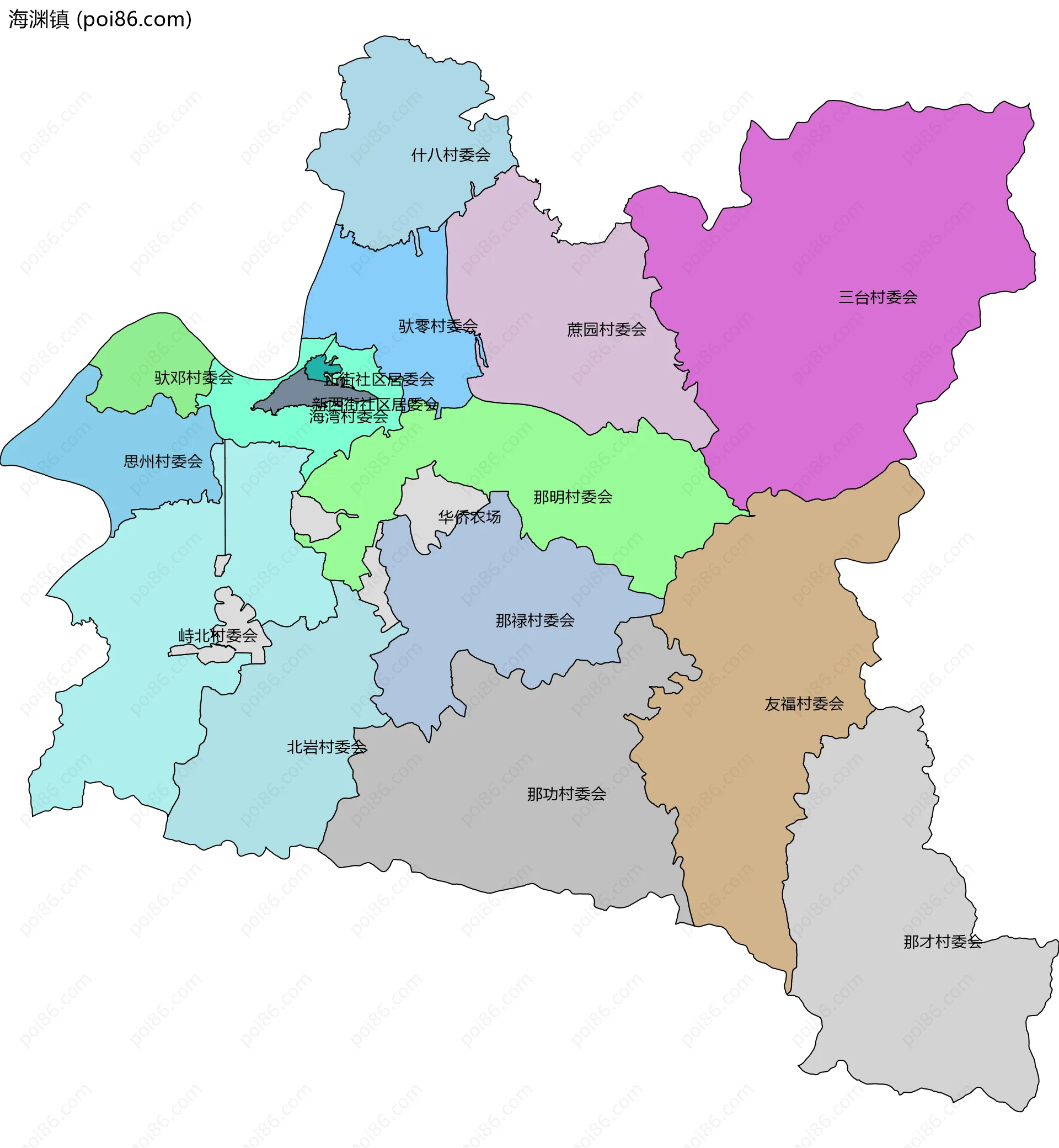 海渊镇边界地图(五级行政区划)