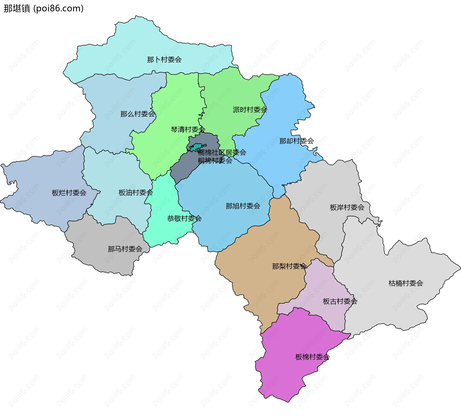 那堪镇边界地图(五级行政区划)