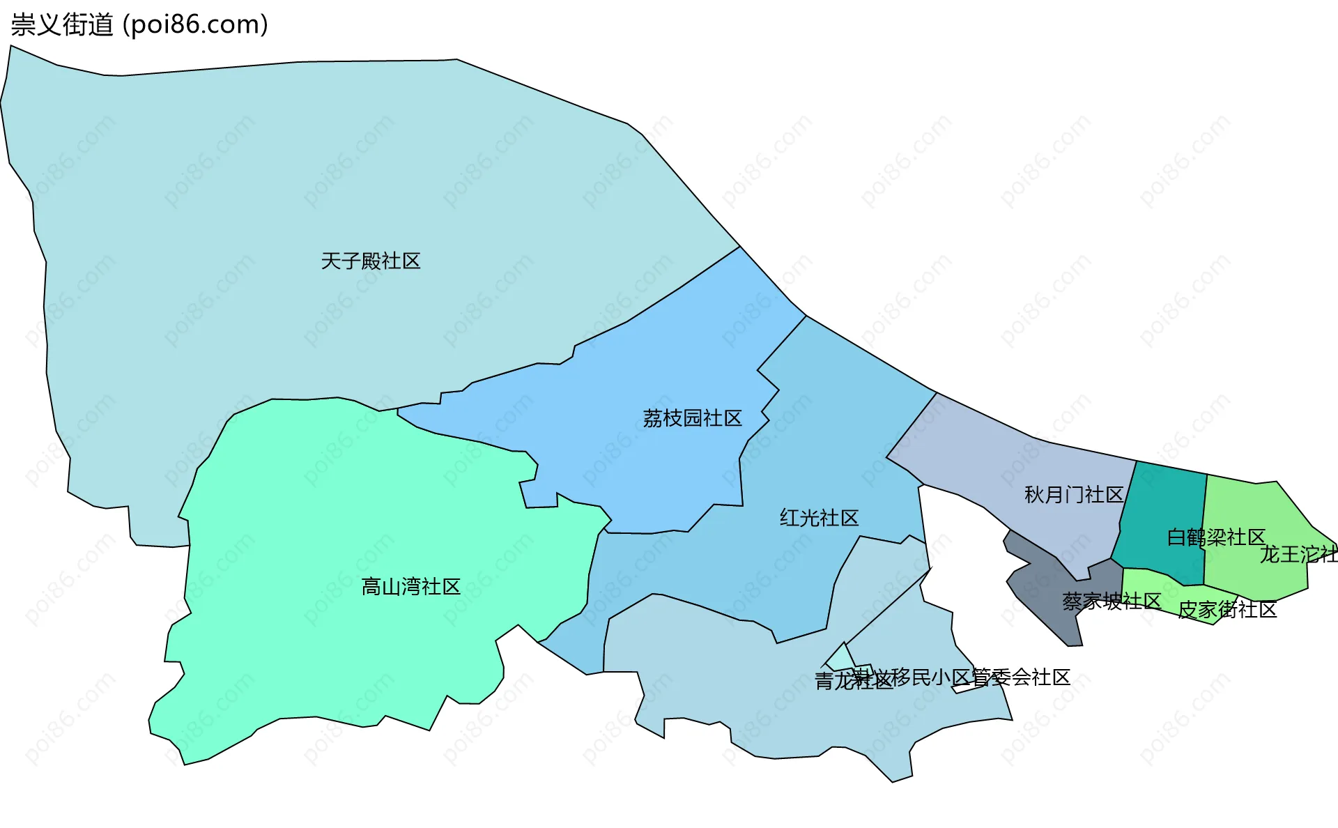 崇义街道边界地图(五级行政区划)