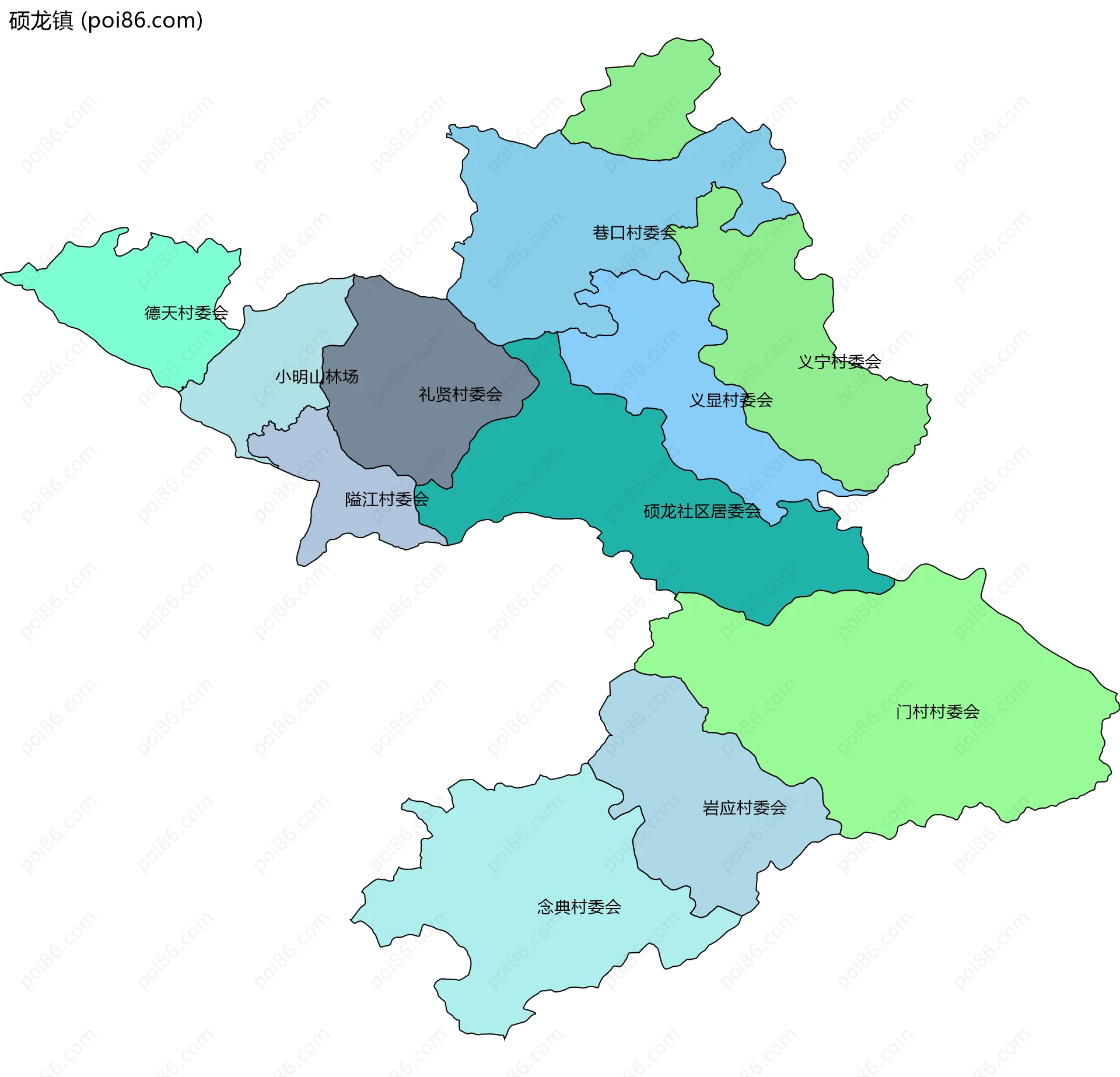 硕龙镇边界地图(五级行政区划)