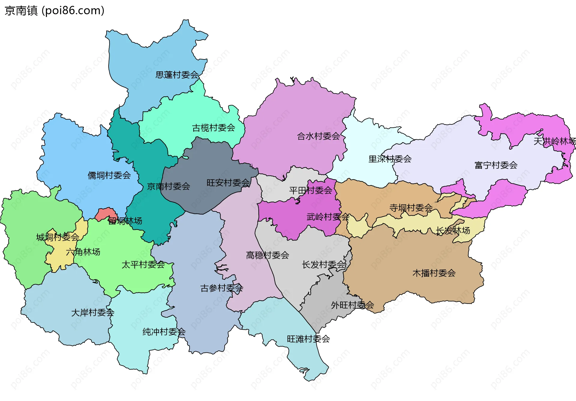 京南镇边界地图(五级行政区划)