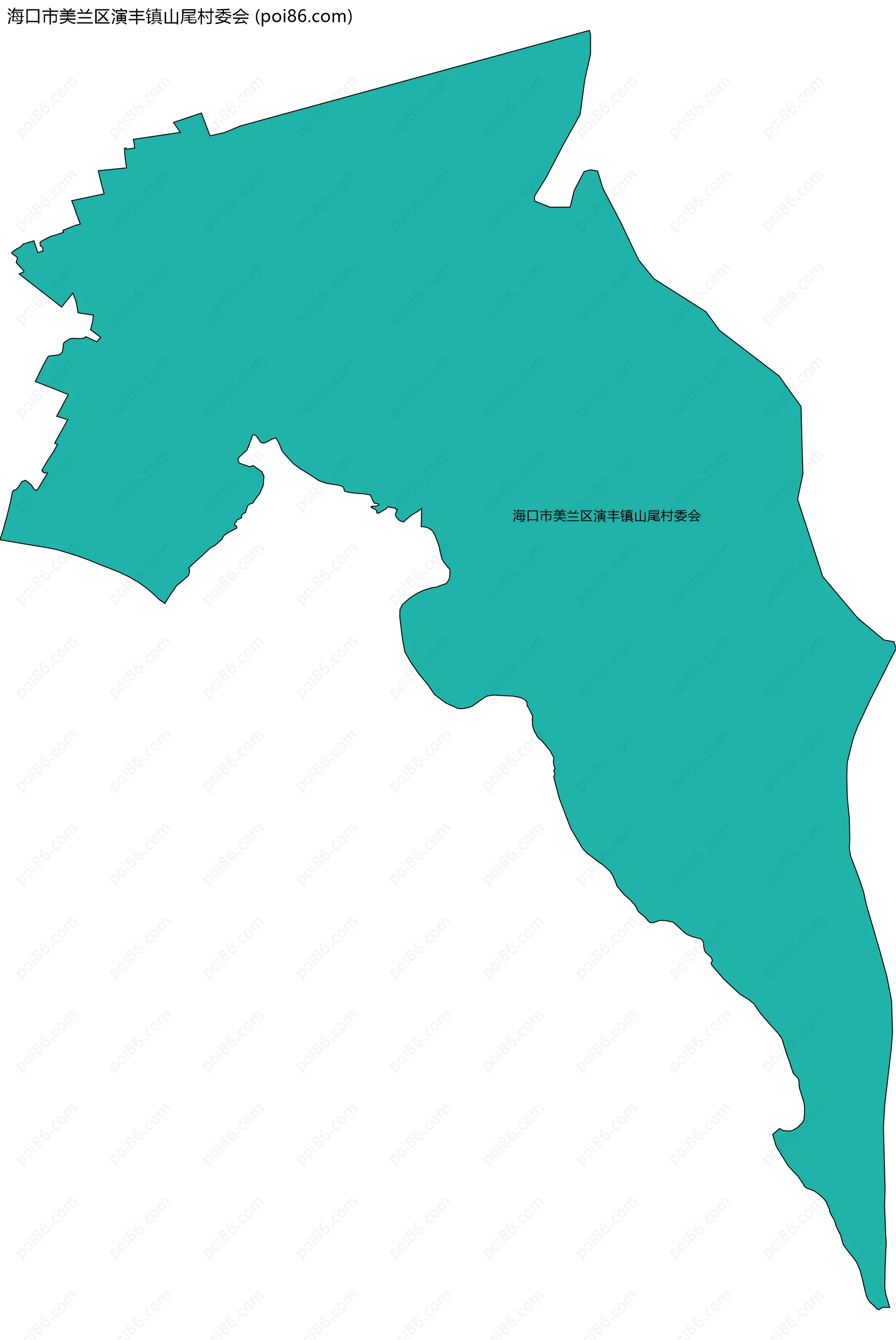 海口市美兰区演丰镇山尾村委会边界地图